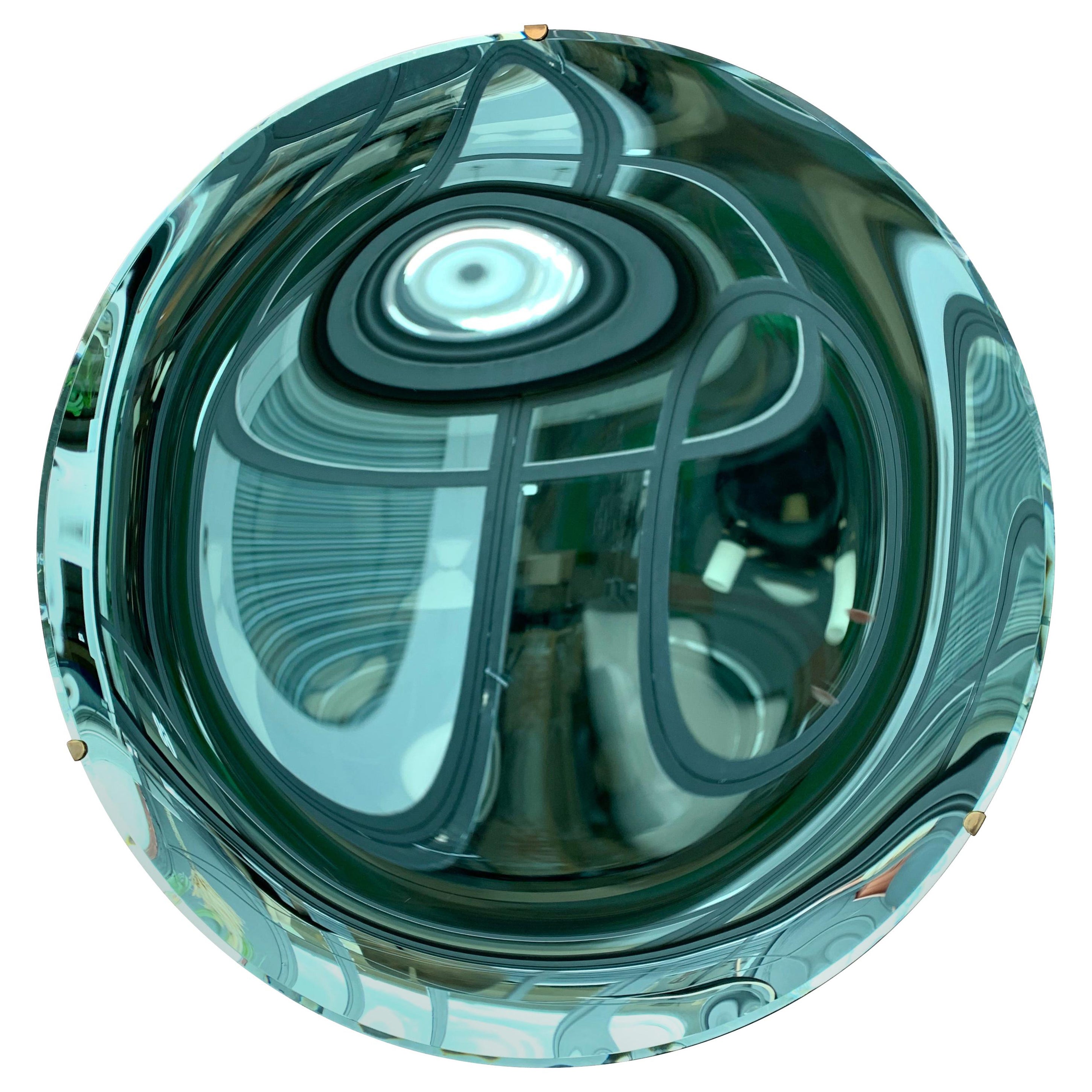 Contemporary Green Concave Curve Mirror, Italien