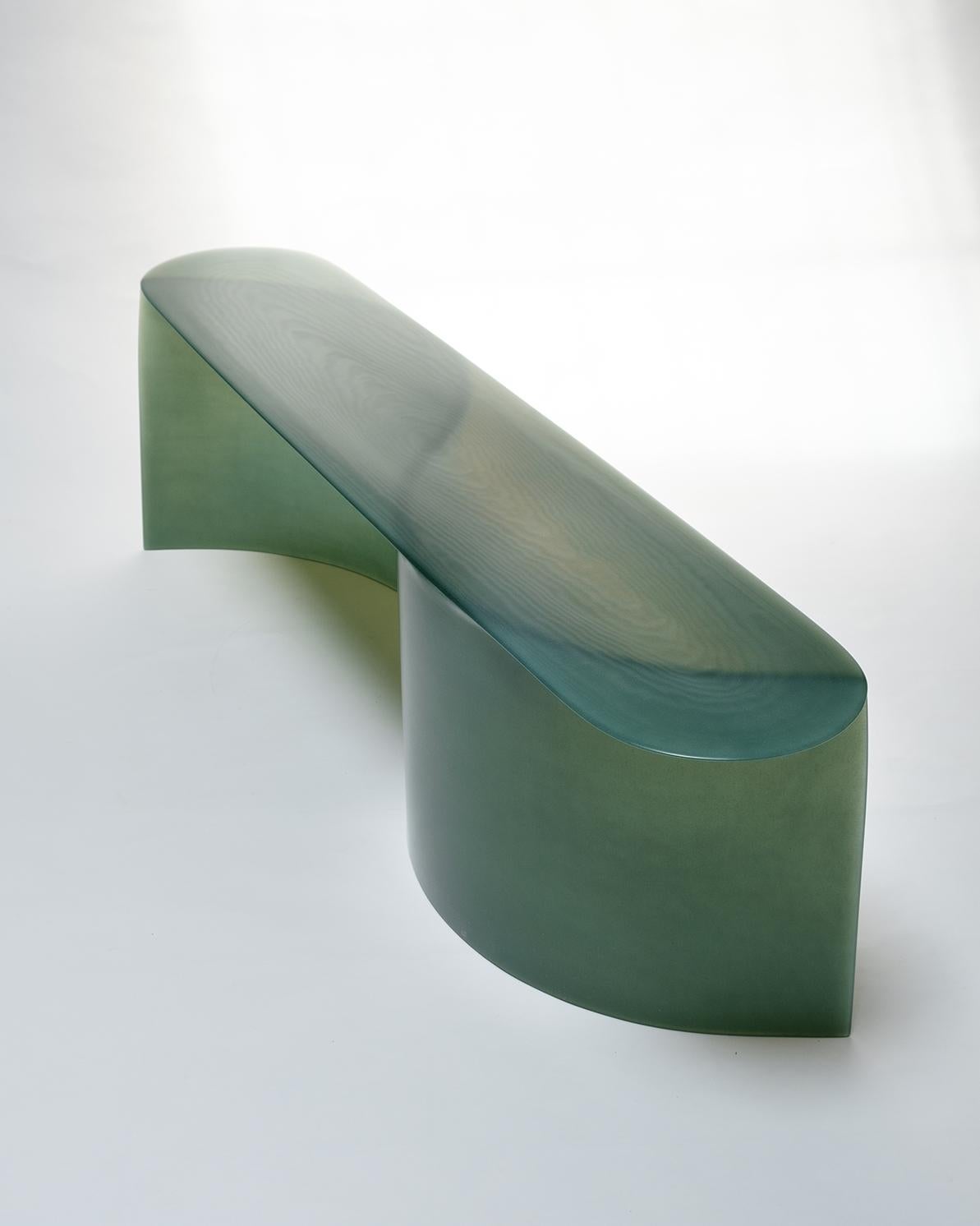 Zeitgenössische New Wave-Bank aus grünem Glasfaser, 160 cm, von Lukas Cober (Niederländisch)