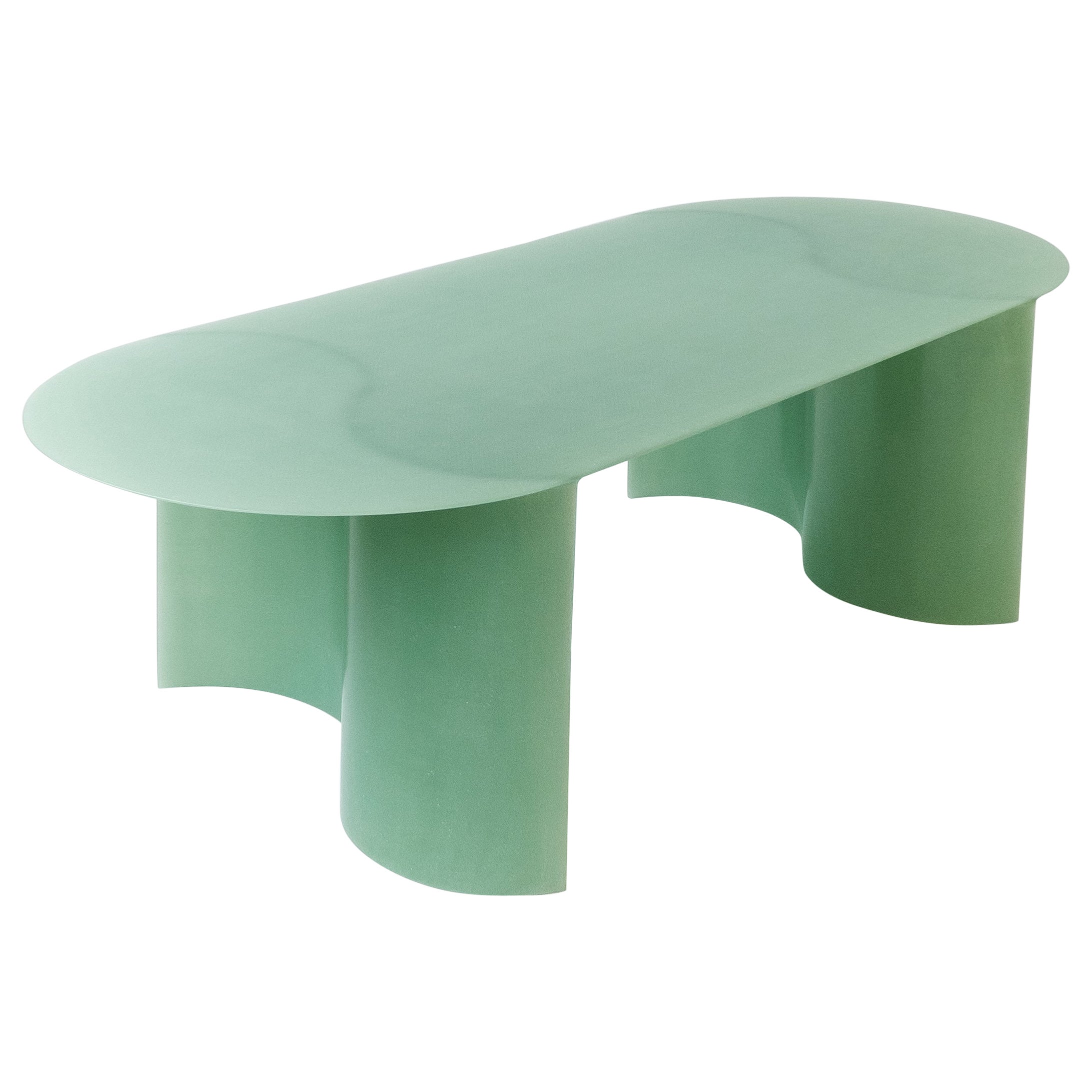 Table basse contemporaine en fibre de verre verte, New Wave Big, par Lukas Cober en vente