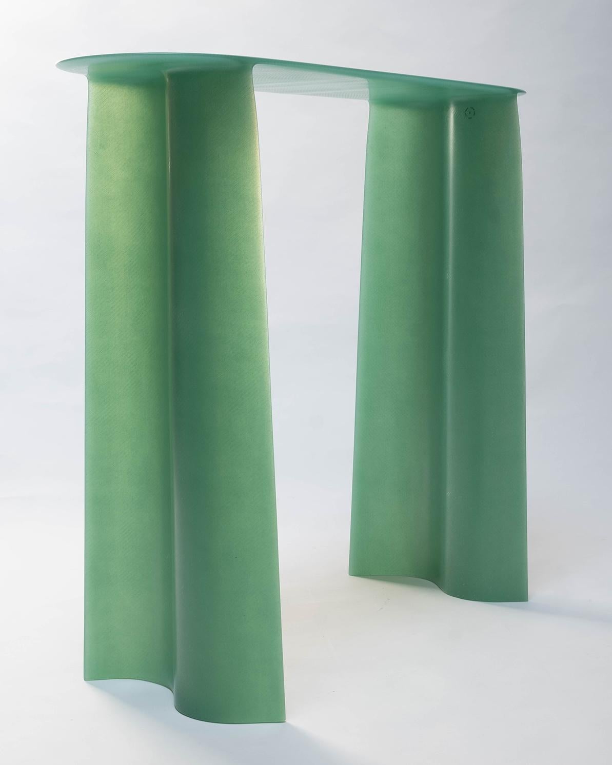 Zeitgenössische Konsole aus grünem Glasfaser, New Wave, 140 cm, von Lukas Cober (Niederländisch)