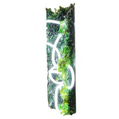 Contemporary Green Floor Lamp Handmade with Crushed Wine Bottle Glass_Unique