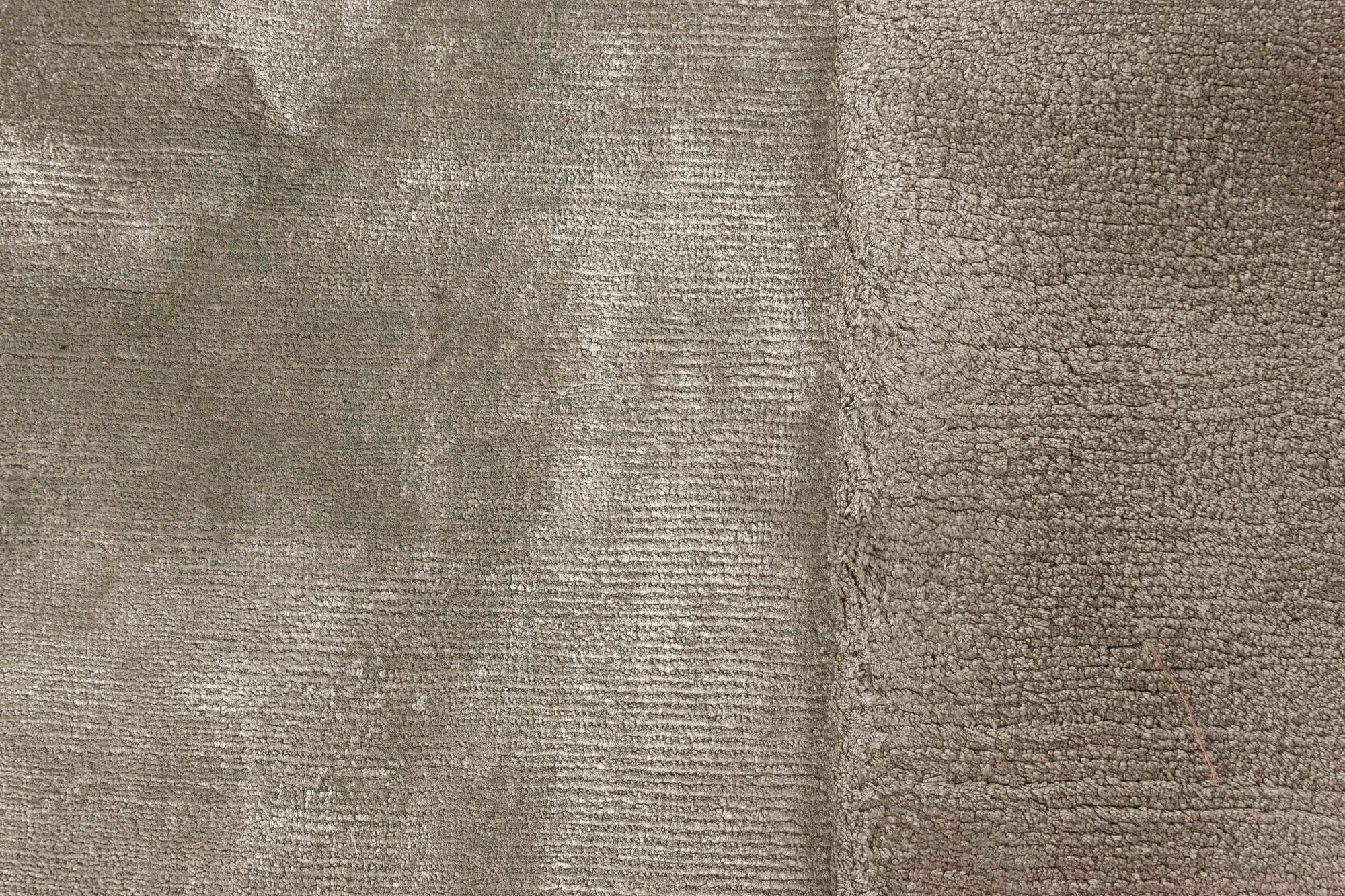 Hand-Knotted Contemporary Green Handmade Silk Rug by Doris Leslie Blau For Sale