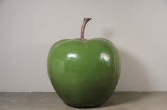 Contemporary Green Lacquer Apple Sculpture by Robert Kuo, Limited Edition