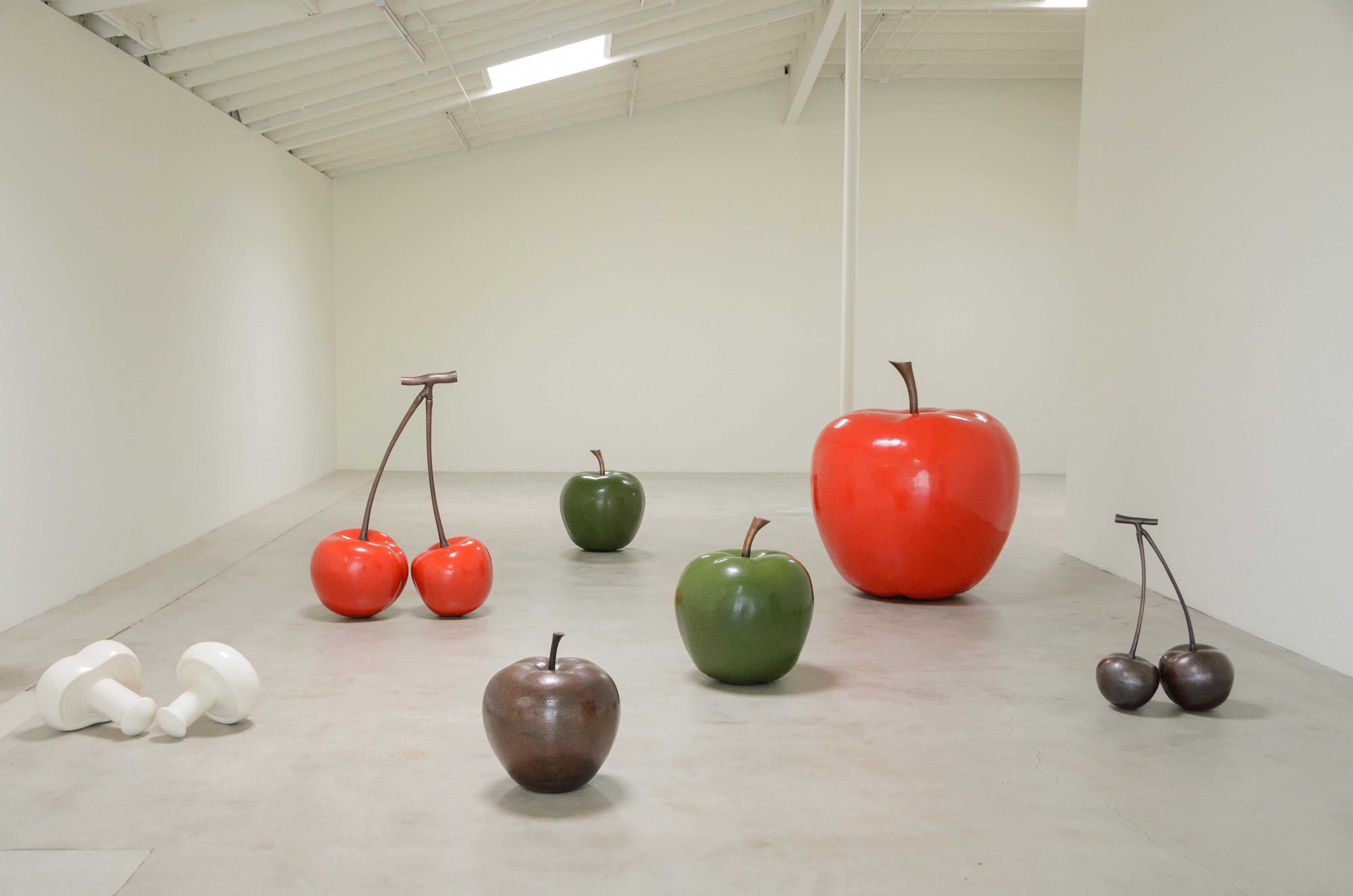Contemporary Green Lacquer Apple Sculpture by Robert Kuo, Limited Edition For Sale 3