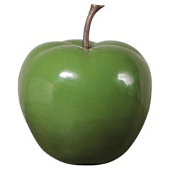 Contemporary Green Lacquer Apple Sculpture by Robert Kuo, Limited Edition