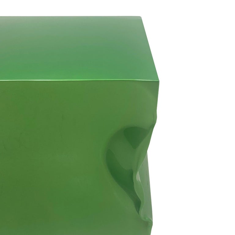 Contemporary Green Lacquered Metal Side Table For Sale at 1stDibs