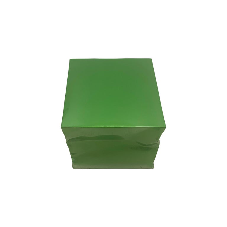 Contemporary Green Lacquered Metal Side Table For Sale at 1stDibs