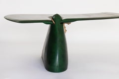 Contemporary Green leather + bronze upholstered Pico Desk