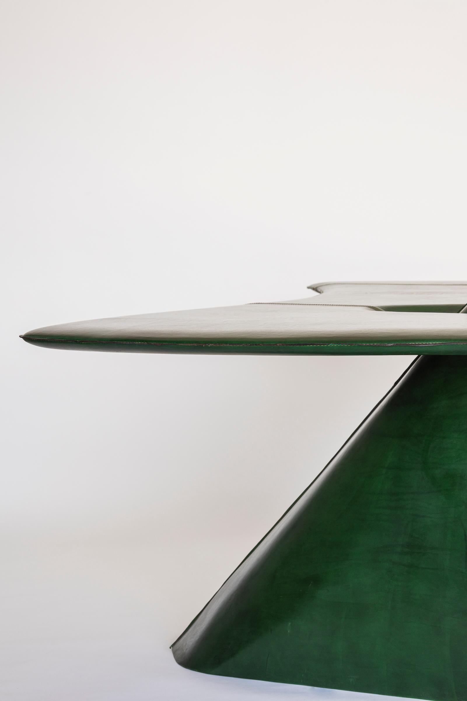 Scrivania Pico contemporanea rivestita in pelle verde e bronzo in vendita 1