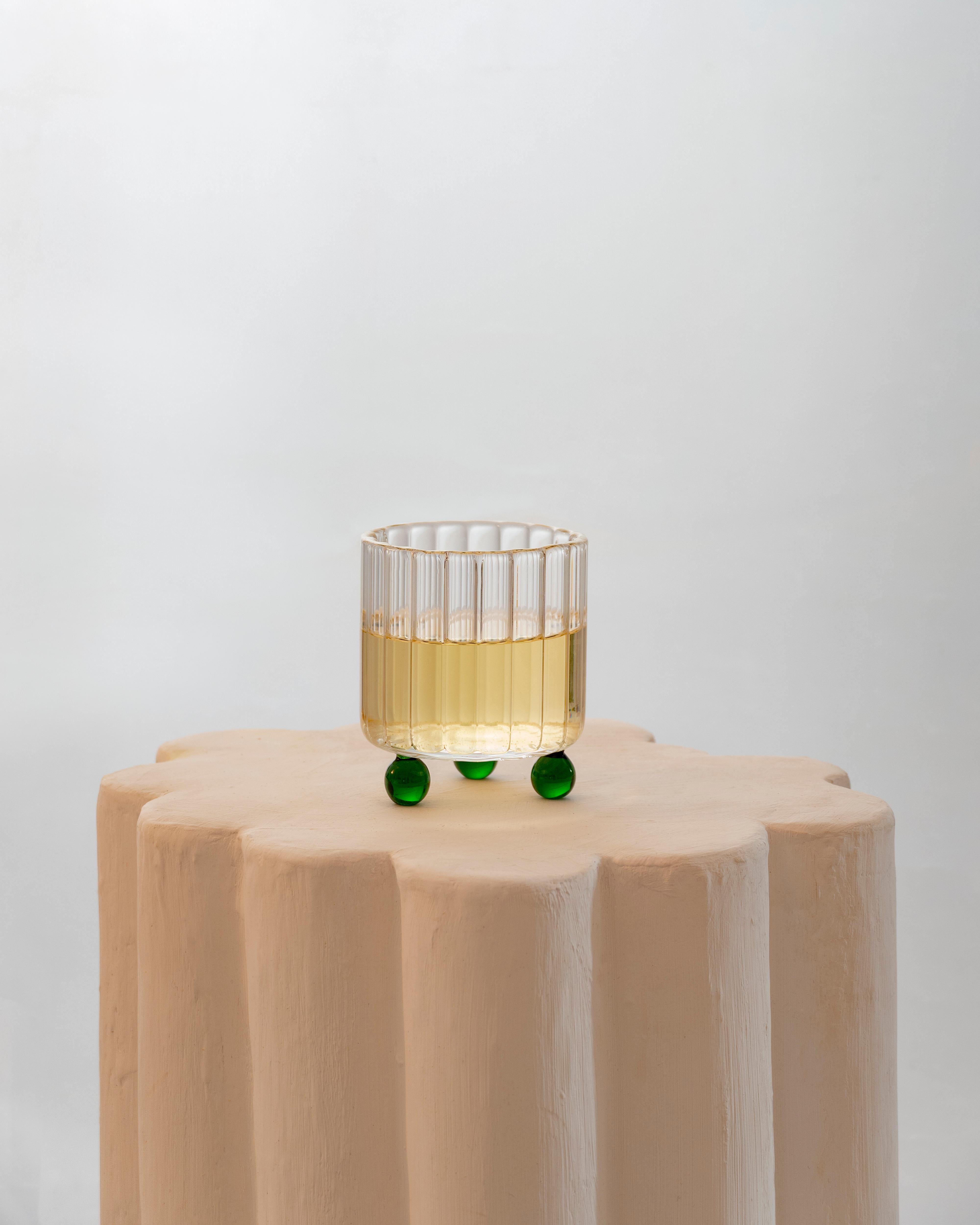 Post-Modern Contemporary Green Lowball Glass by Agustina Bottoni — Handmade in Italy For Sale