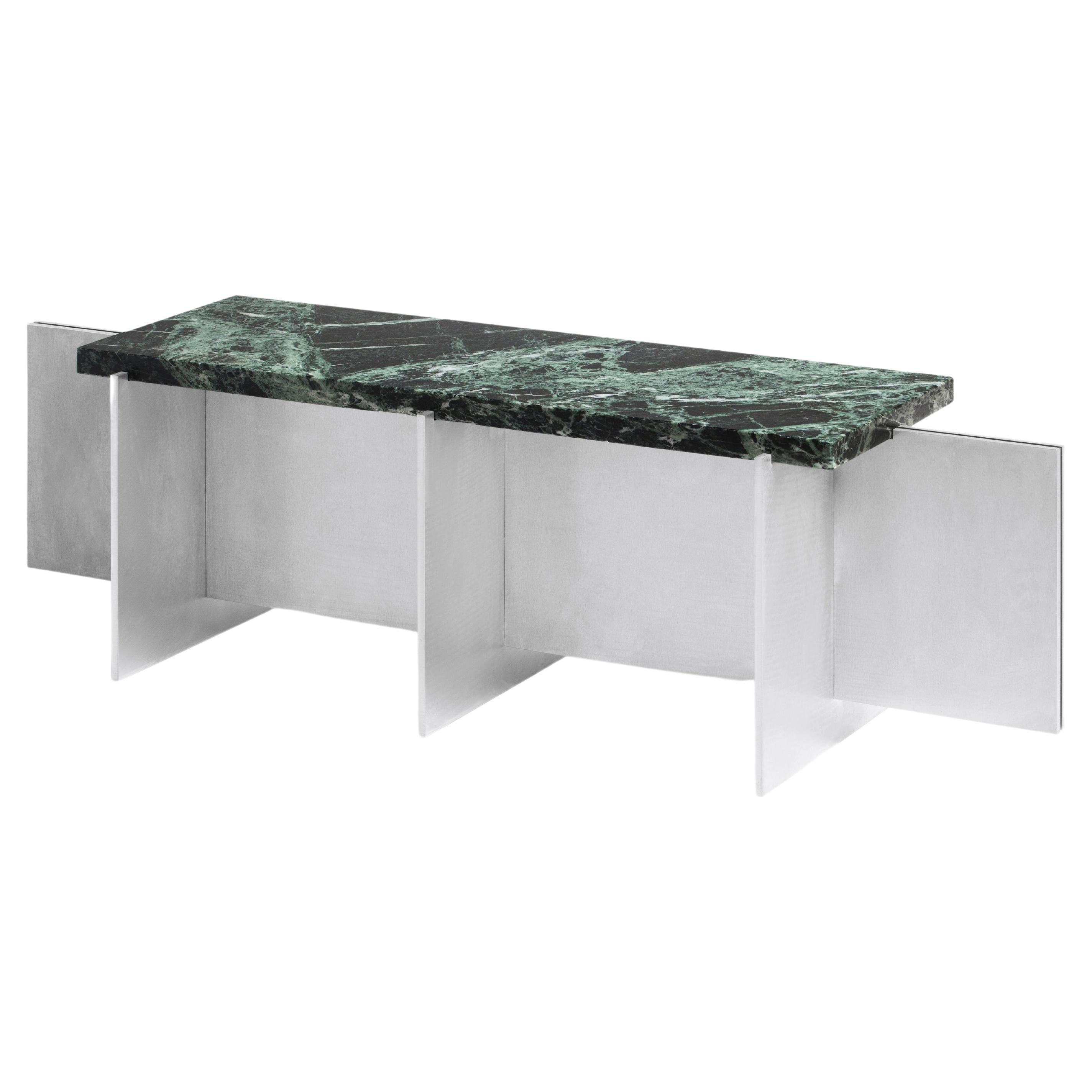Contemporary Green Marble Coffee Table with Dry Aluminium, NM15 by NM3