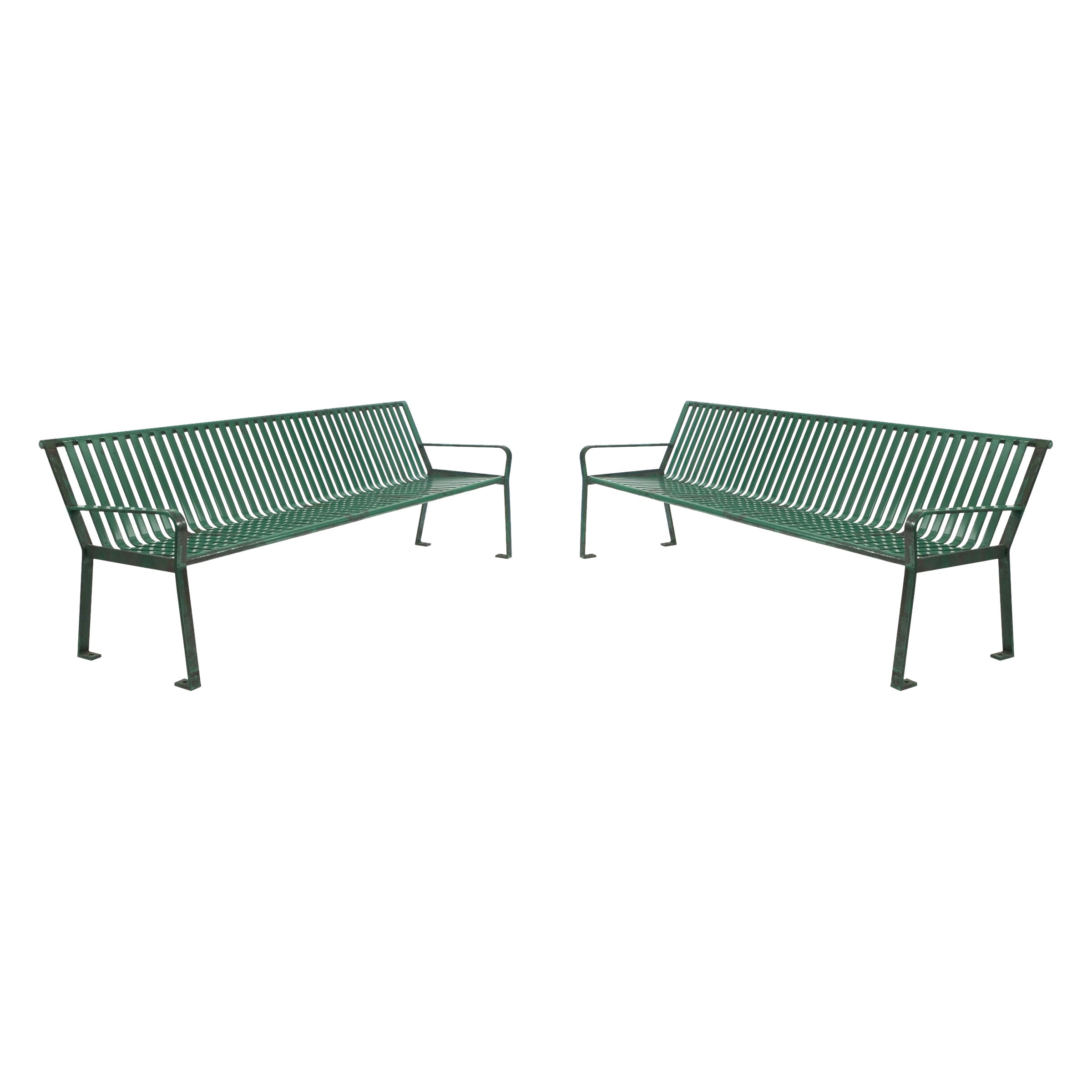 Contemporary Green Metal Outdoor Benches