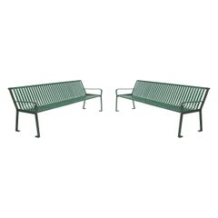 Contemporary Green Metal Outdoor Benches