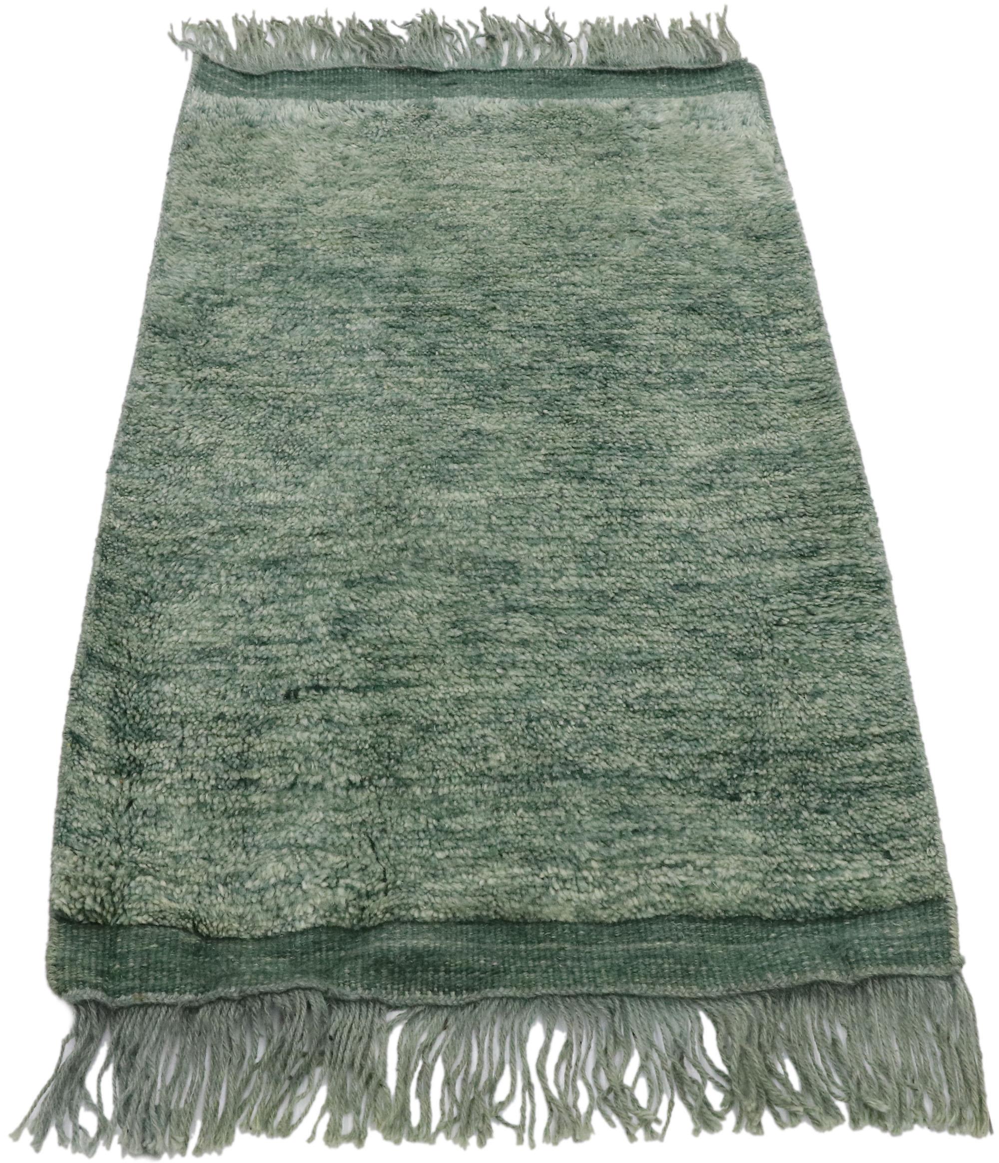 Indian Contemporary Green Moroccan Rug For Sale