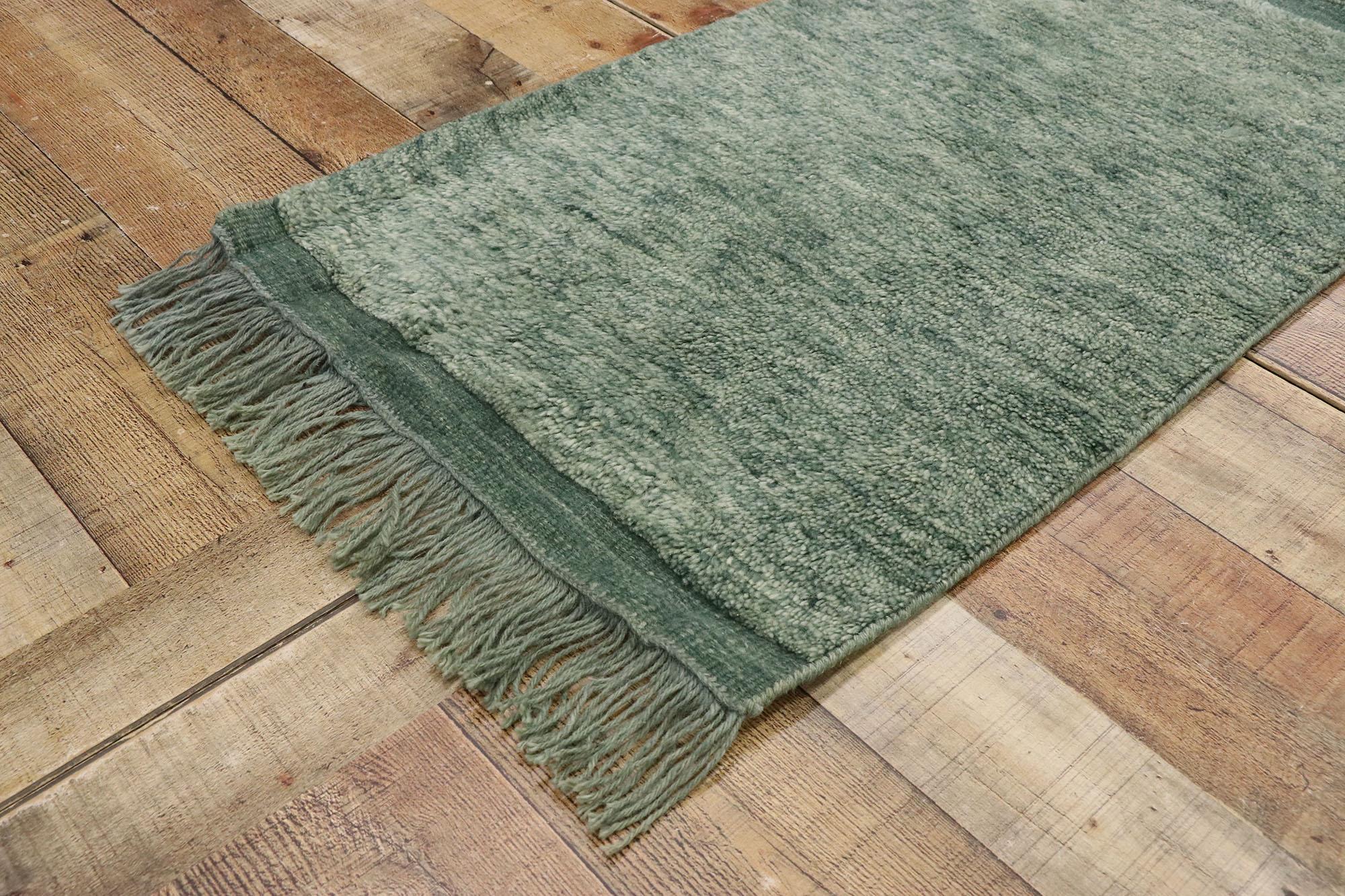 Wool Contemporary Green Moroccan Rug For Sale
