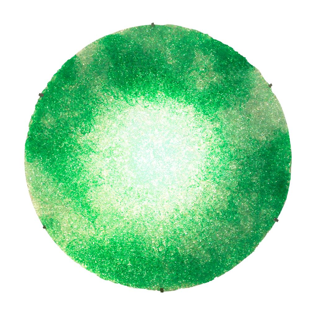 Circular wall contemporary lamp designed by Jacopo Foggini made of green colored polycarbonate, Italy.
 