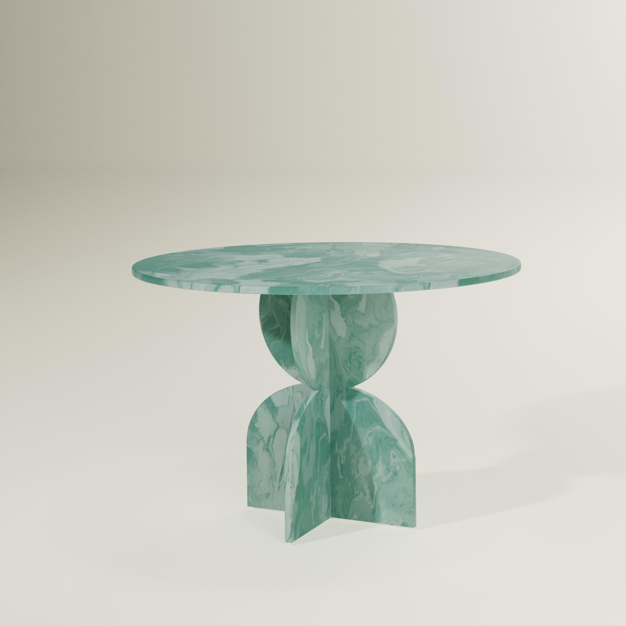 Contemporary Palm Green round table handcrafted 100% Recycled Plastic by Anqa Studios
Incredible conversations happen around incredible tables. ANQA Studios round table is a geometrically shaped table with a design inspired by the brutalist