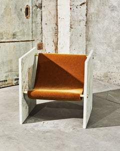 Contemporary Green Stone and Brass Lounge Chair, Sculptural Seating