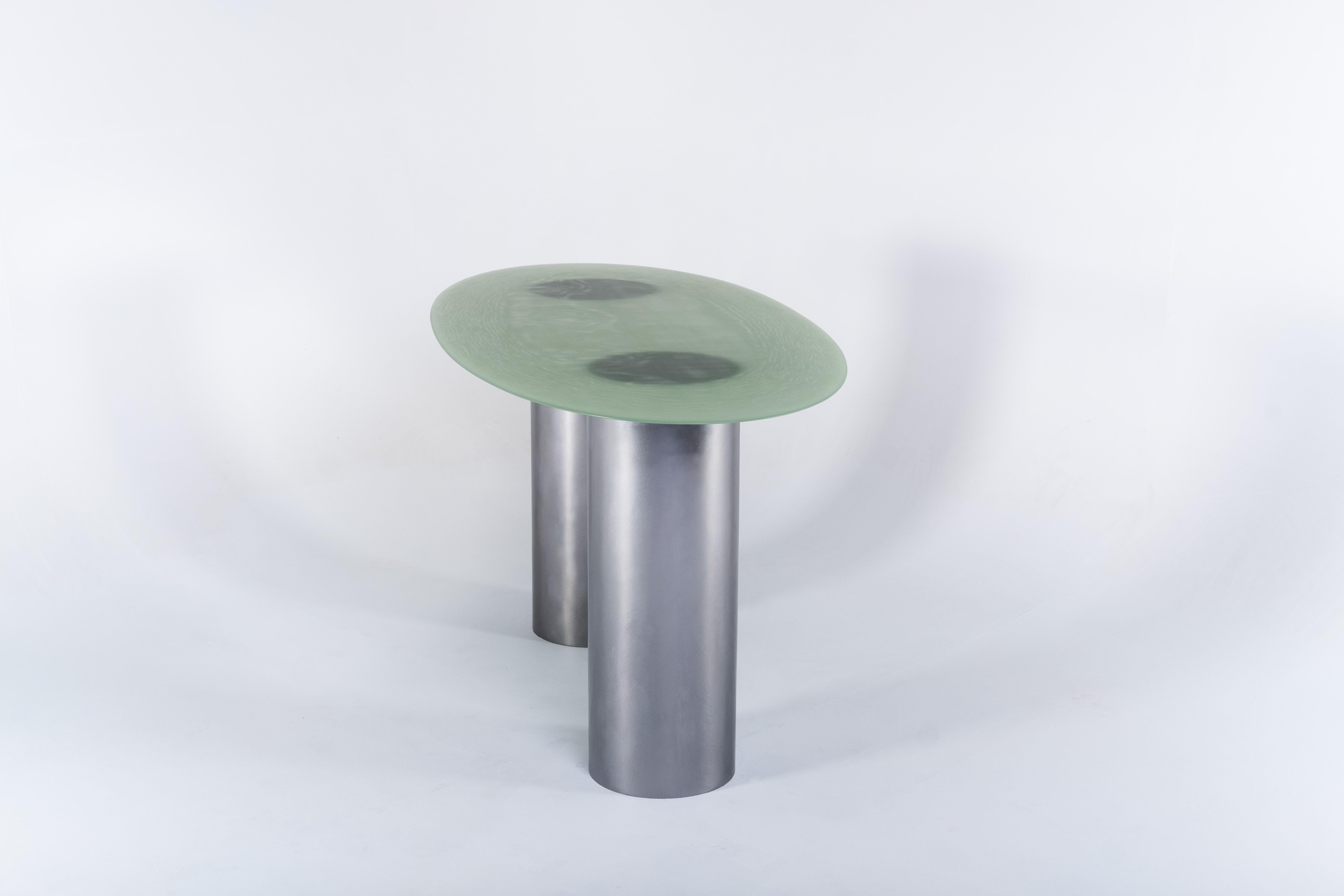 Dutch Contemporary Green transparant Fiberglass, Oval Desk Table 160cm, by Lukas Cober