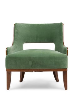 Contemporary Green Velvet Arm Chairs