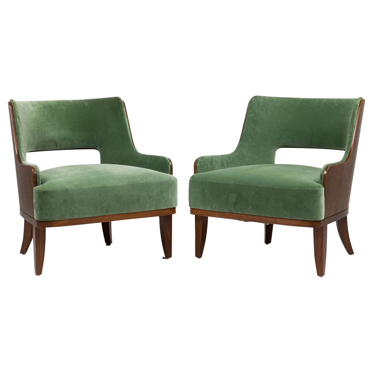 Contemporary Green Velvet Arm Chairs For Sale