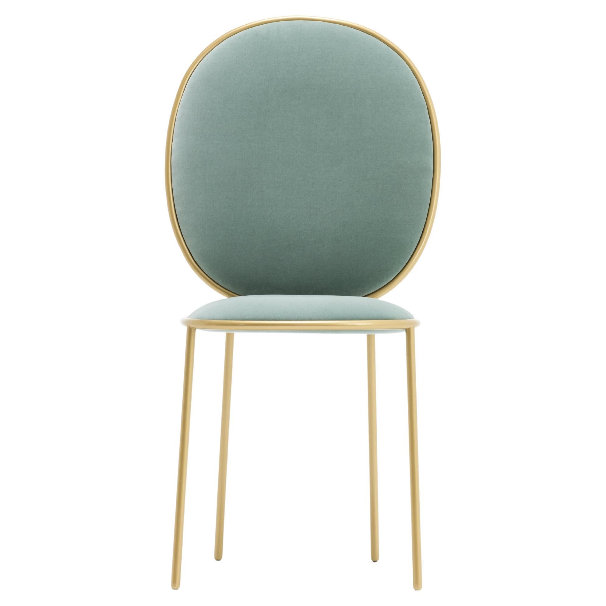 Chaise de salle à manger contemporaine tapissée en velours vert, Stay par Nika Zupanc en vente