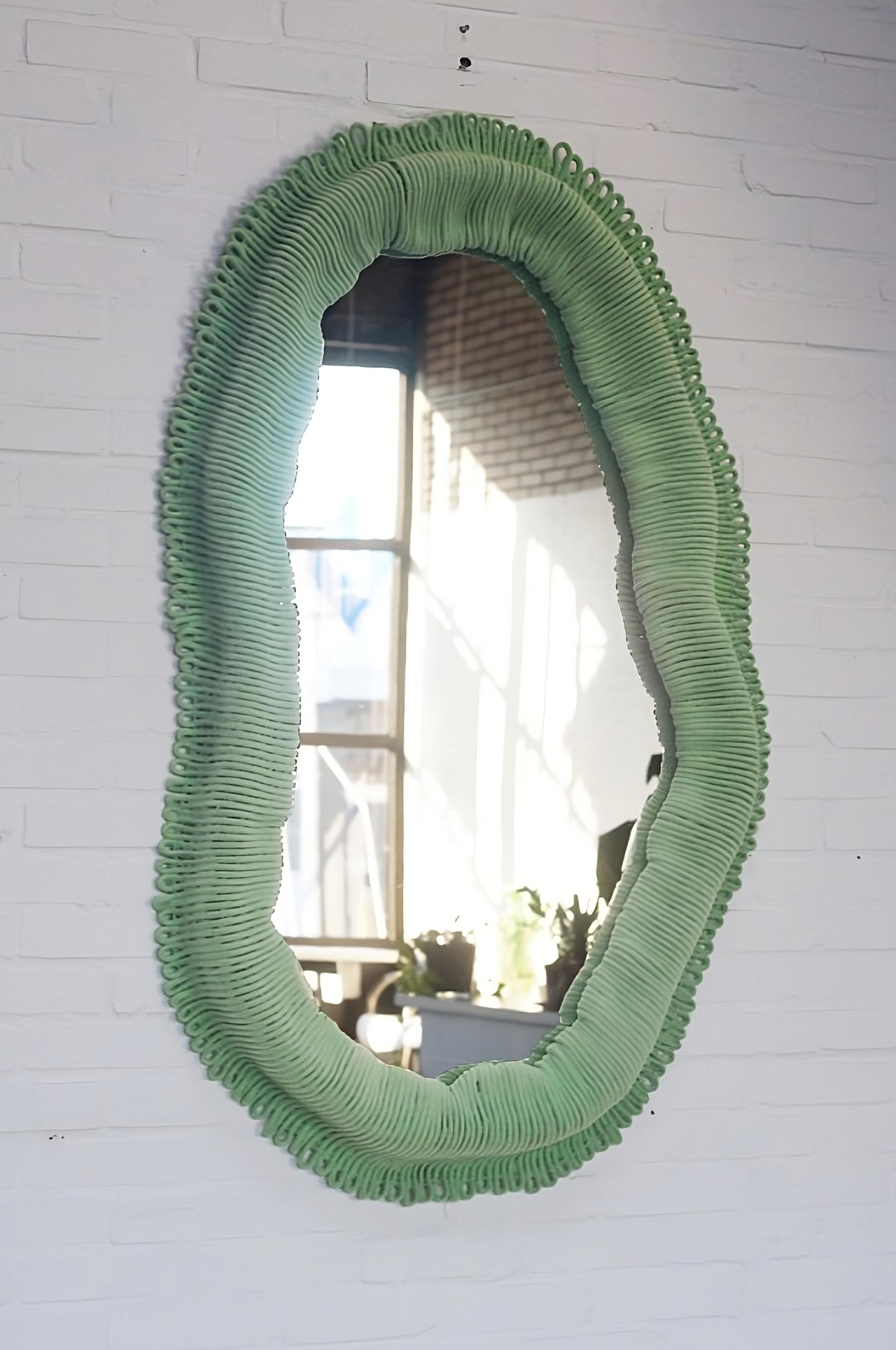 Nylon Contemporary Green Wall Mirror Cynarina by Sarah Roseman