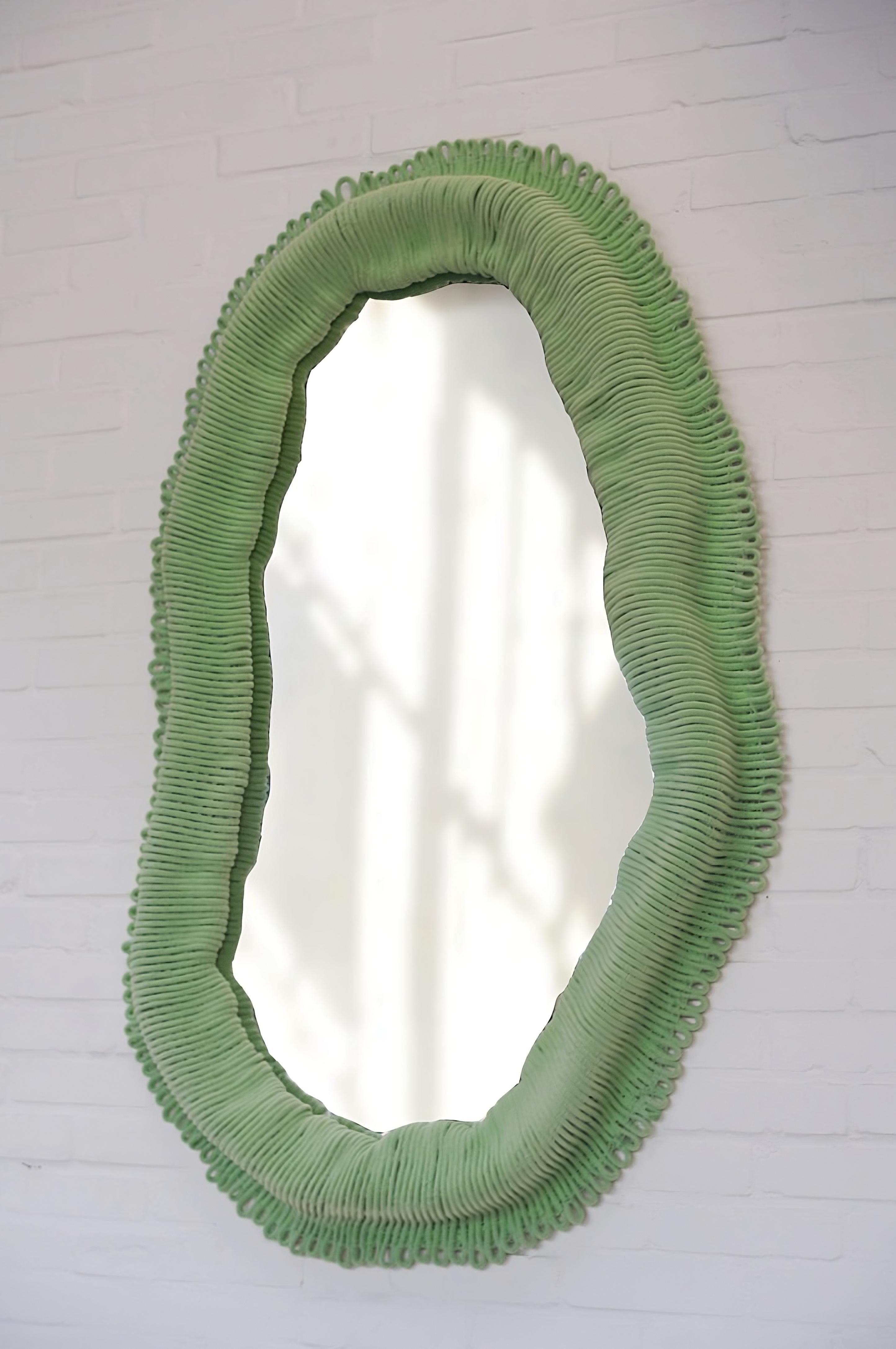 Nylon Contemporary Green Wall Mirror Cynarina by Sarah Roseman For Sale