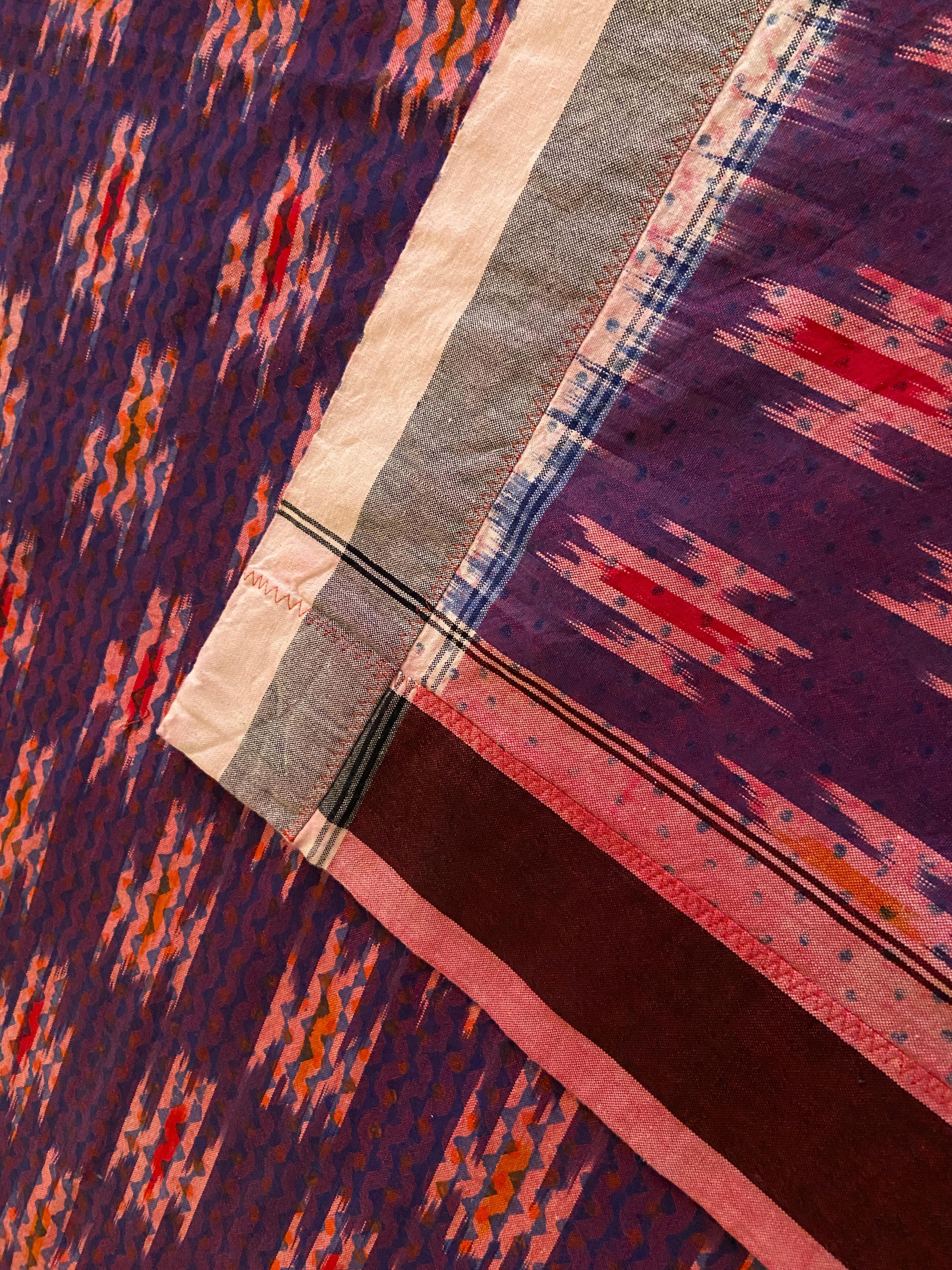 Contemporary Gregory Parkinson Tablecloth Purple Pink Ikat Hand-Blocked Patterns In New Condition In Copenhagen K, DK