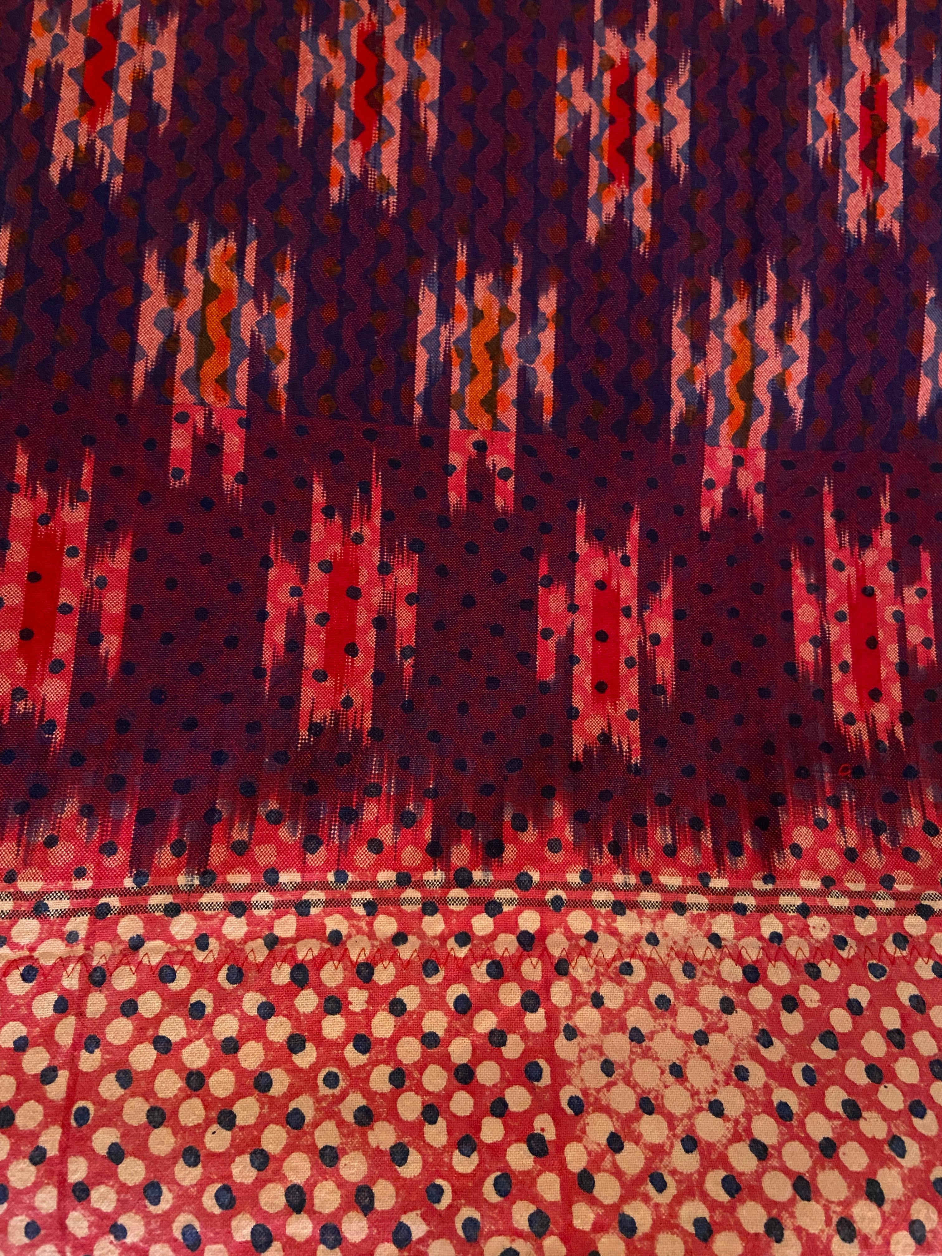 Contemporary Gregory Parkinson Tablecloth Purple Pink Ikat Hand-Blocked Patterns 1