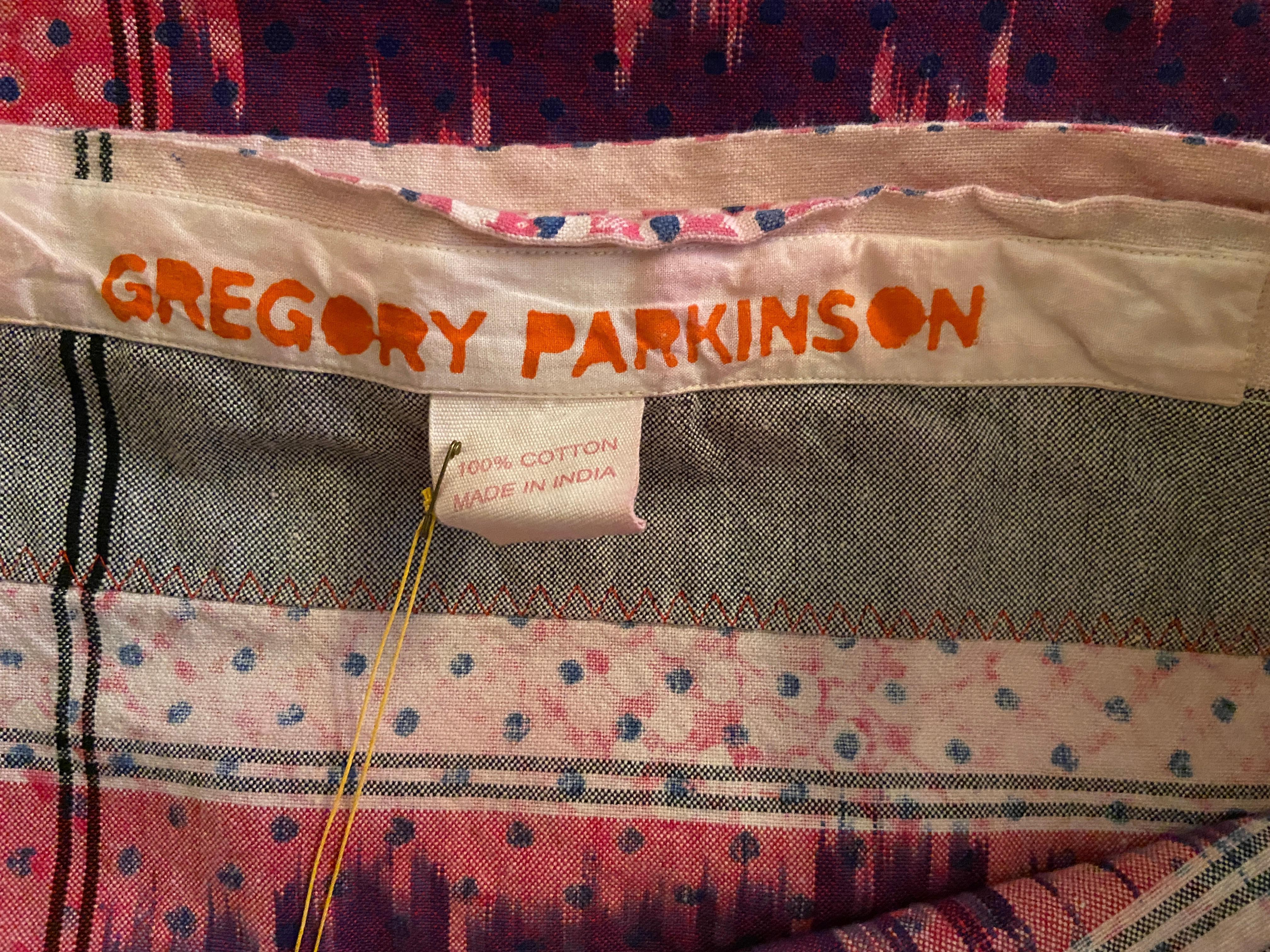 Contemporary Gregory Parkinson Tablecloth Purple Pink Ikat Hand-Blocked Patterns 2