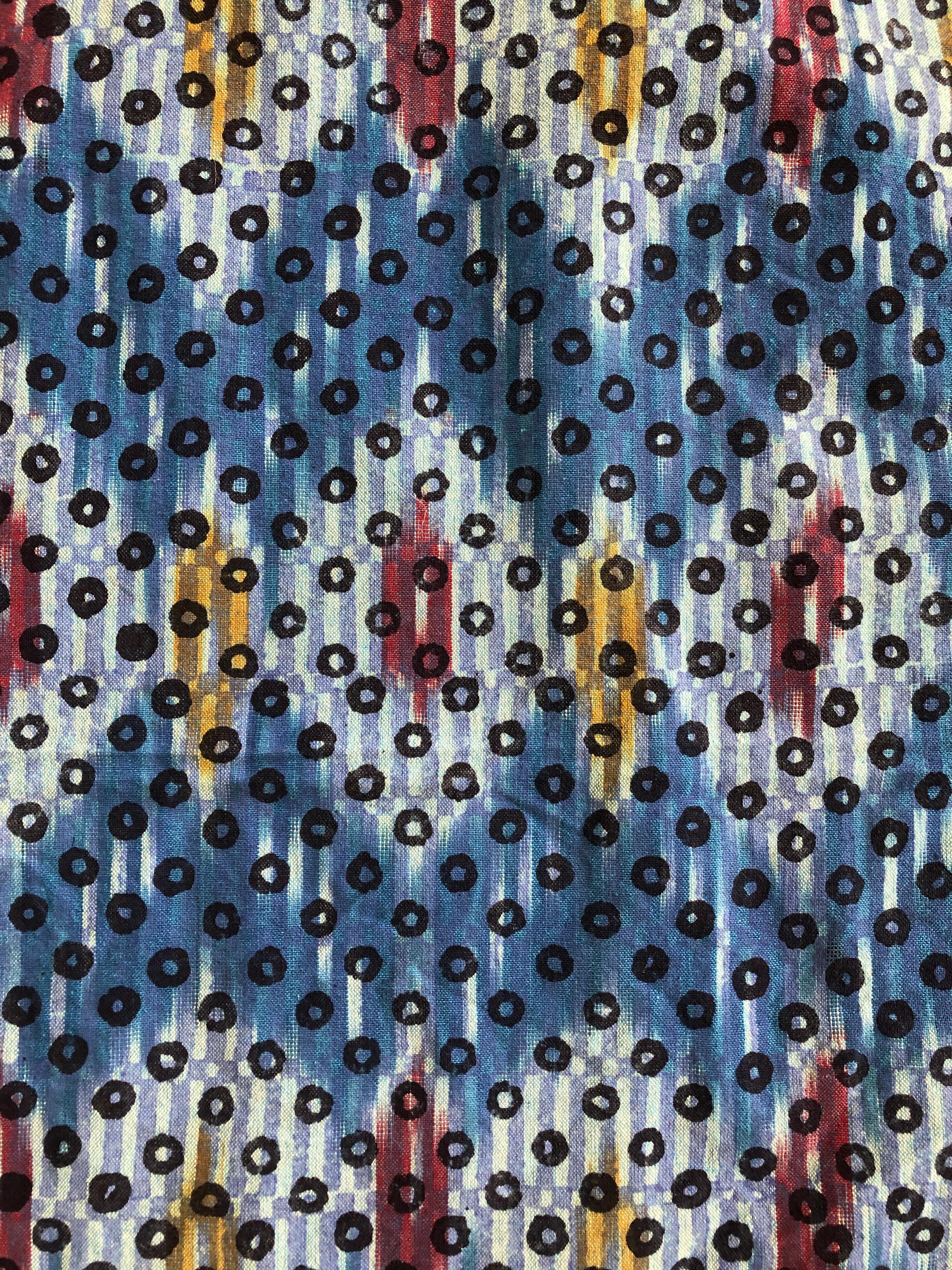Contemporary Gregory Parkinson Tablecloth with Blue Ikat Hand-Blocked Patterns 1