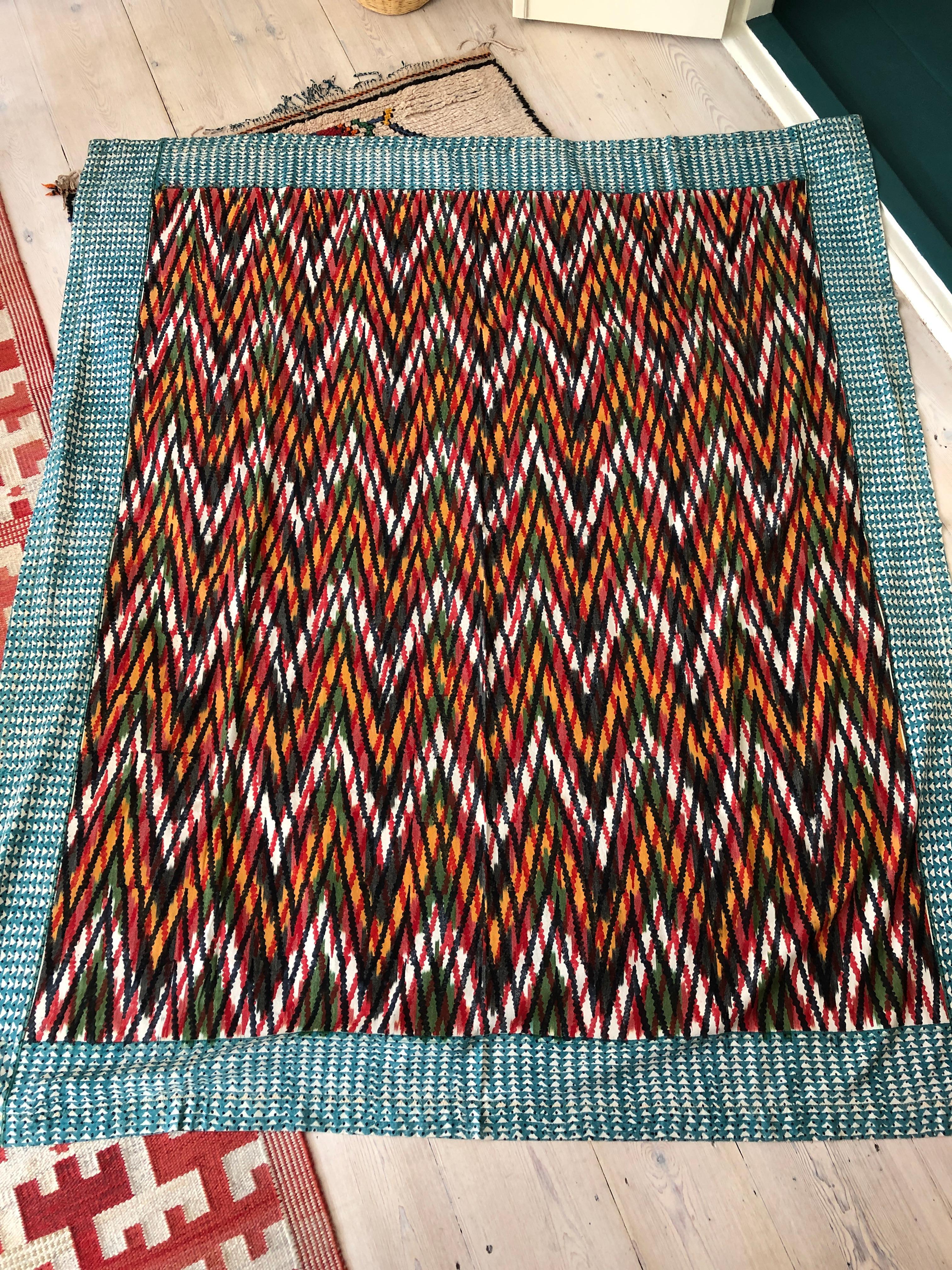 Contemporary Gregory Parkinson Tablecloth with Multi Ikat Hand-Blocked Patterns 4