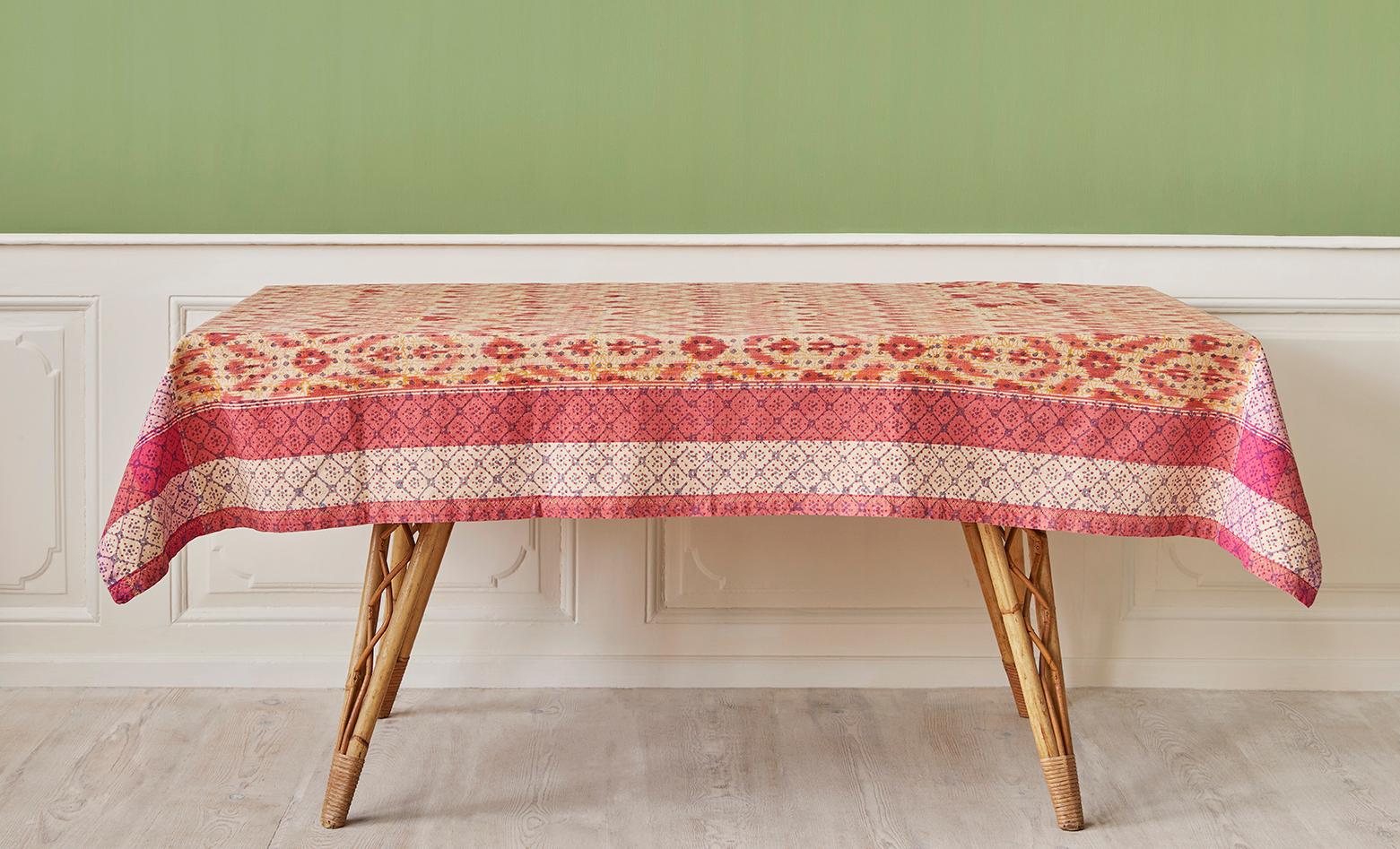 Gregory Parkinson
USA, Contemporary

One of a kind tablecloth with hand-blocked patterns on ikat textile. 

H 200 x W 135 cm