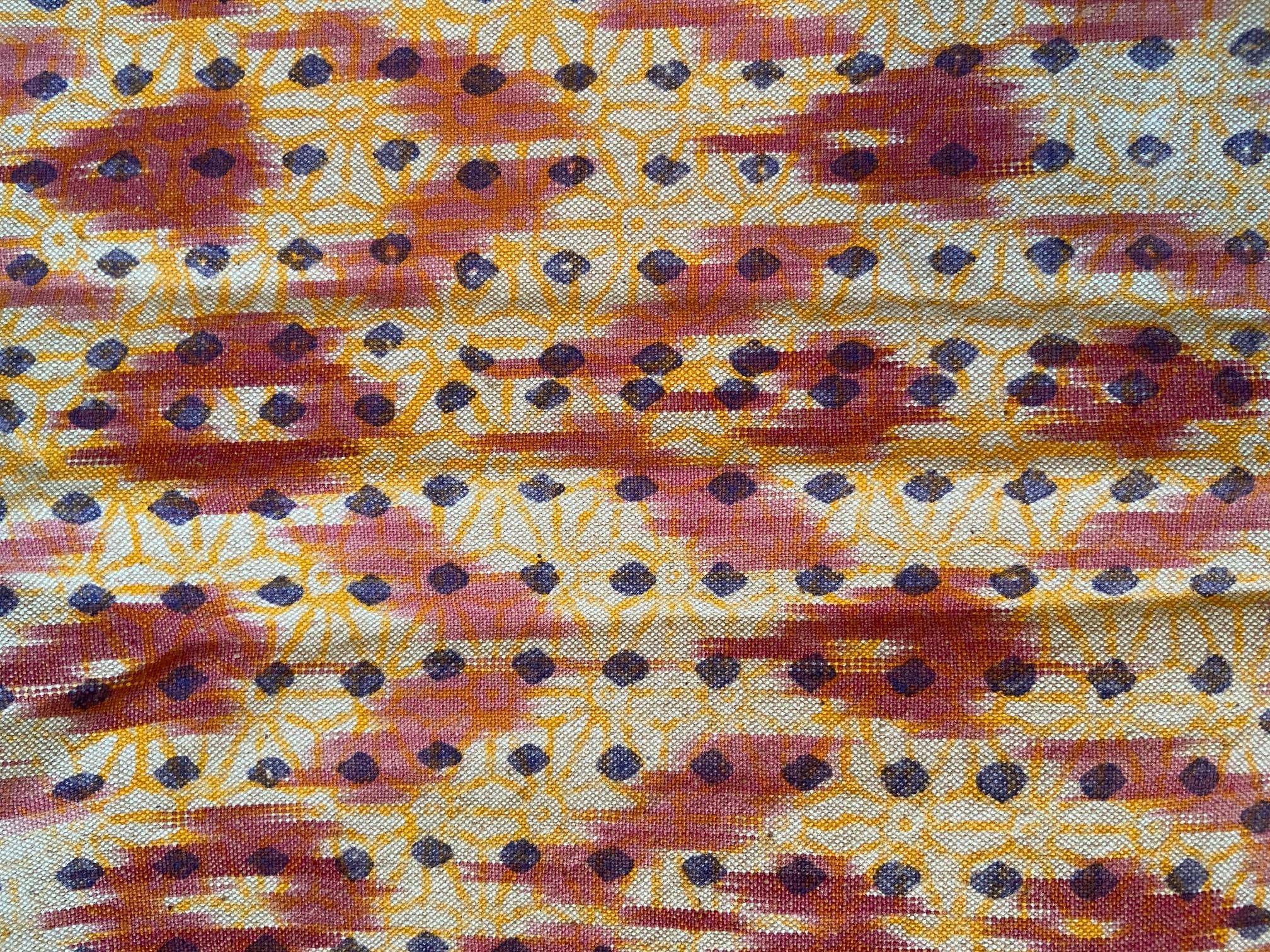Cotton Contemporary Gregory Parkinson Tablecloth with Pattern on Ikat Textile, USA For Sale