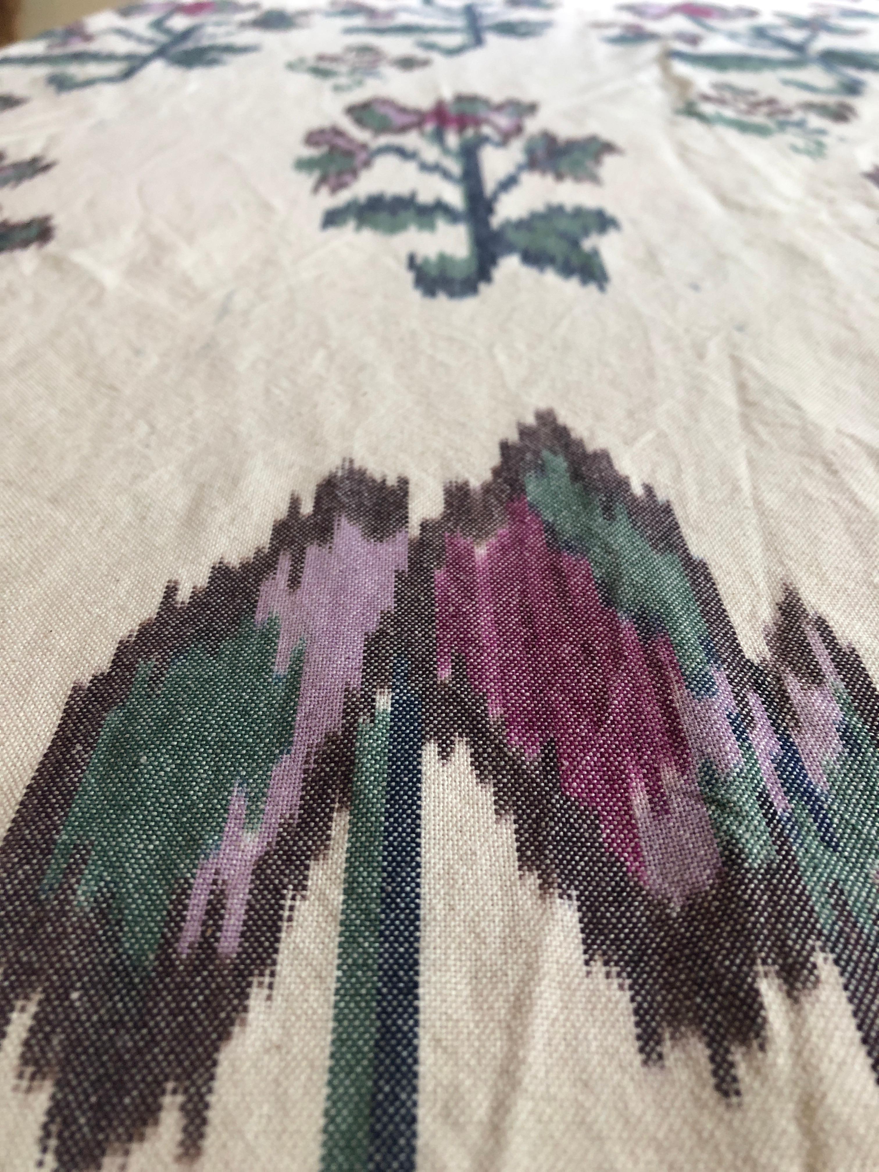 Contemporary Gregory Parkinson Tablecloth with White Ikat Hand-Blocked Patterns 2