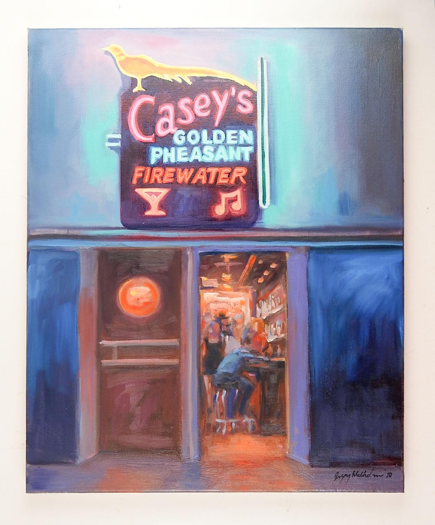 Modern Contemporary Gregory Wilhelmi Caseys Bar Billings Montana Painting For Sale