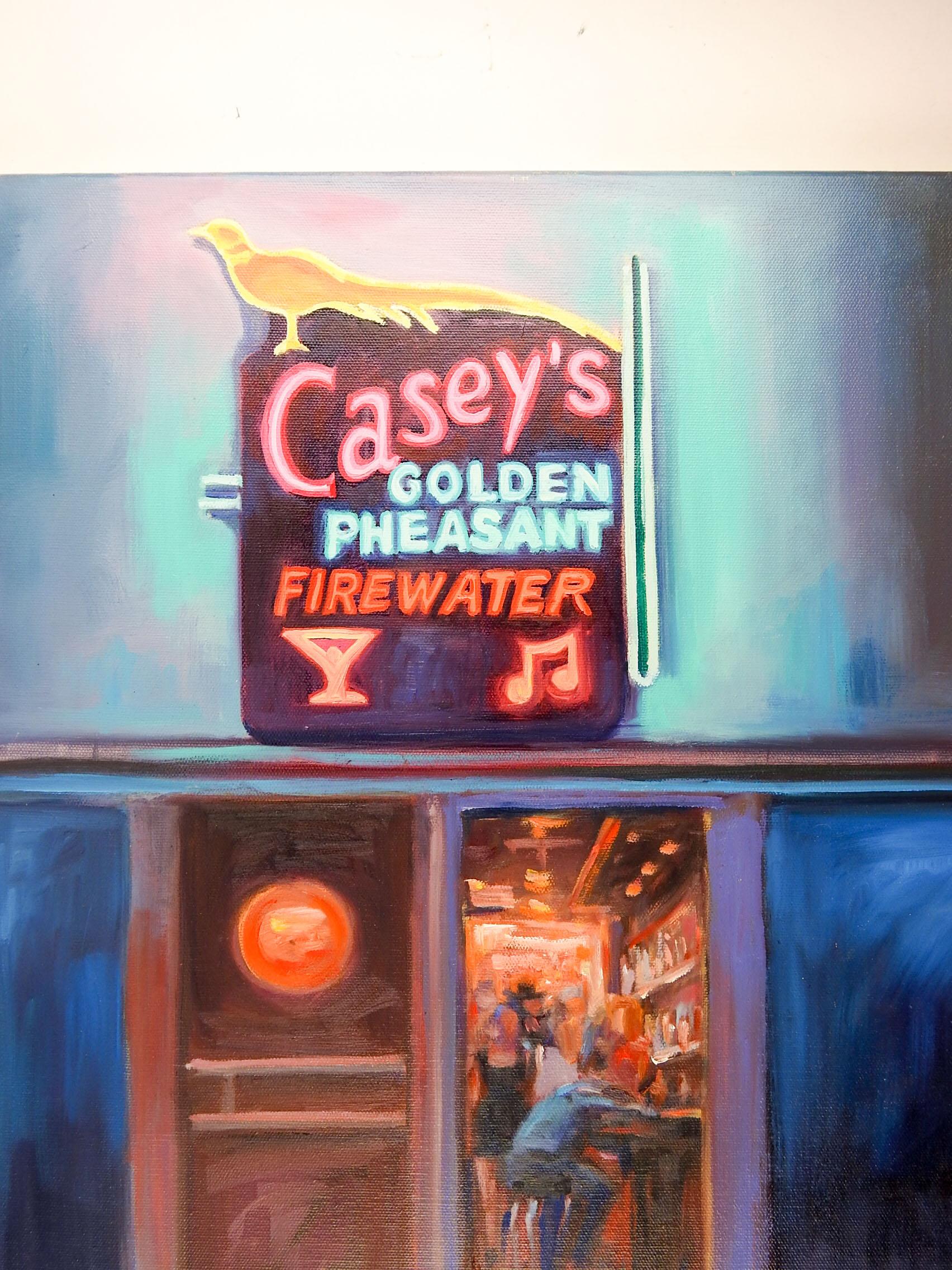Contemporary Gregory Wilhelmi Caseys Bar Billings Montana Painting In Good Condition For Sale In Seguin, TX