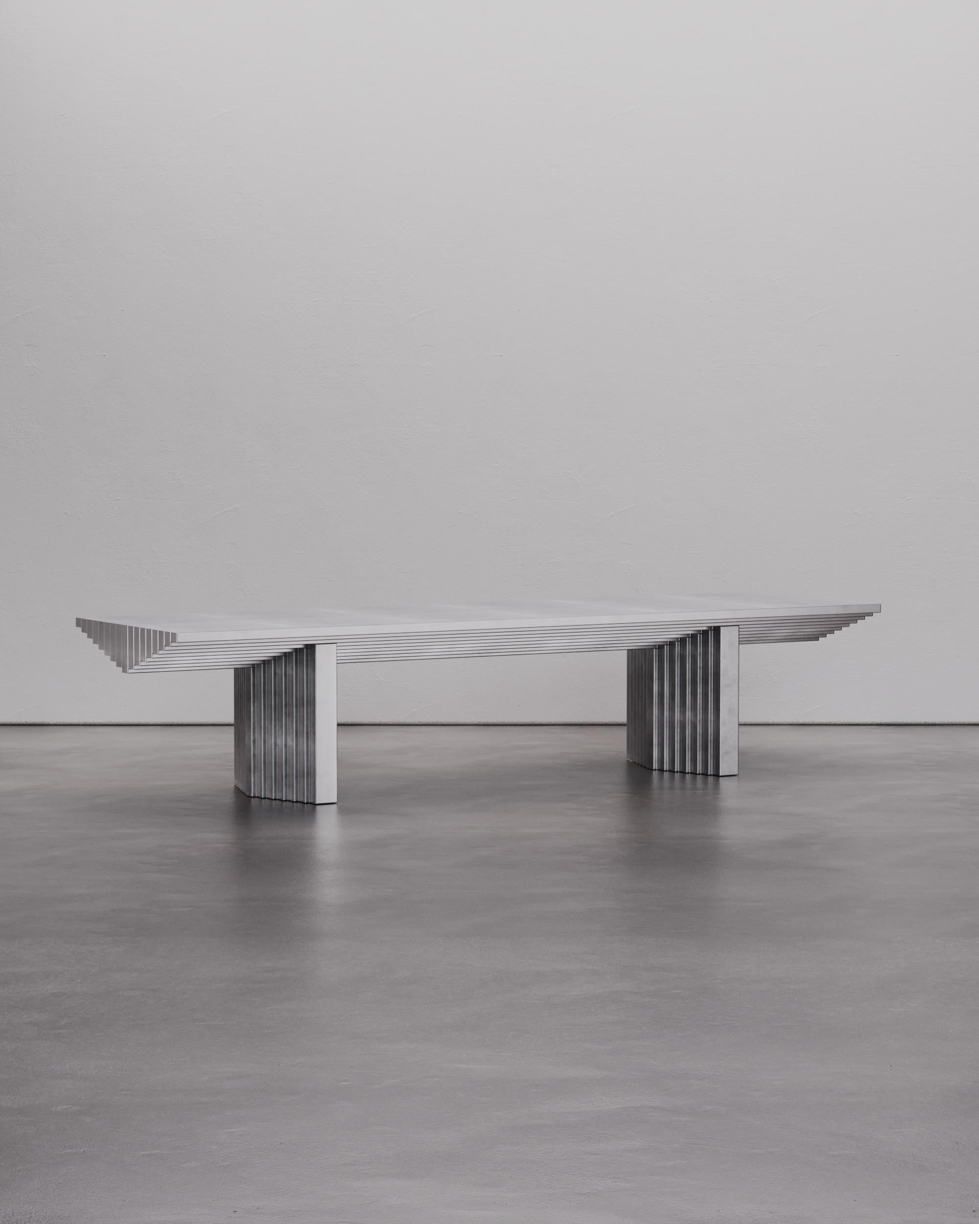 Belgian Contemporary grey aluminium Geometrical Ater Dining Table by Tim Vranken For Sale