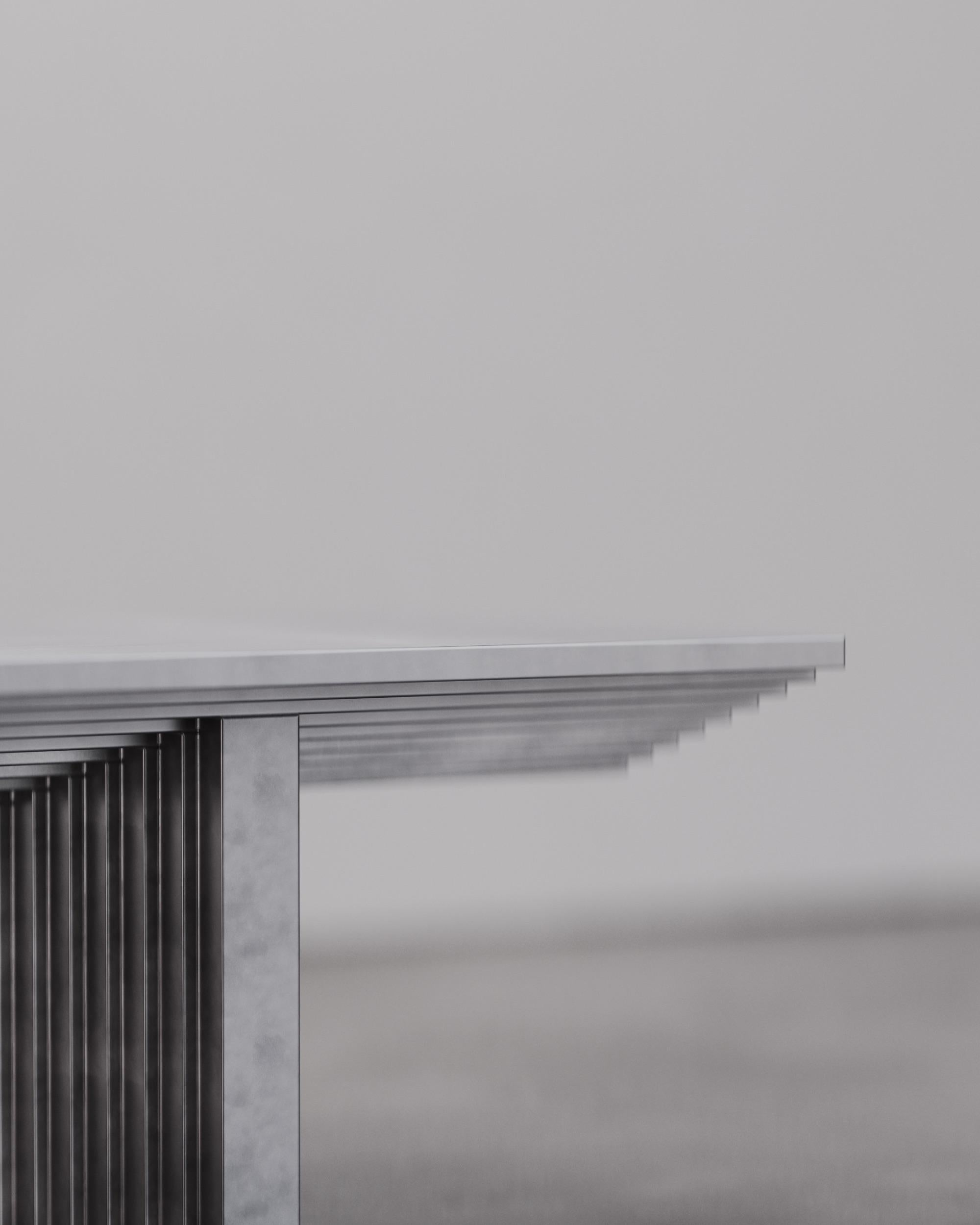 Hand-Crafted Contemporary grey aluminium Geometrical Ater Dining Table by Tim Vranken For Sale