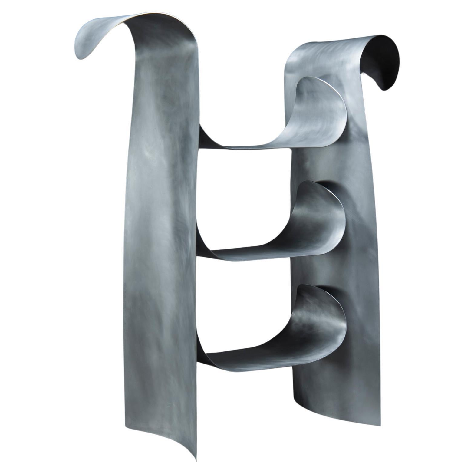 Contemporary grey aluminium Large Wavy Shelf by Yoon Shun For Sale