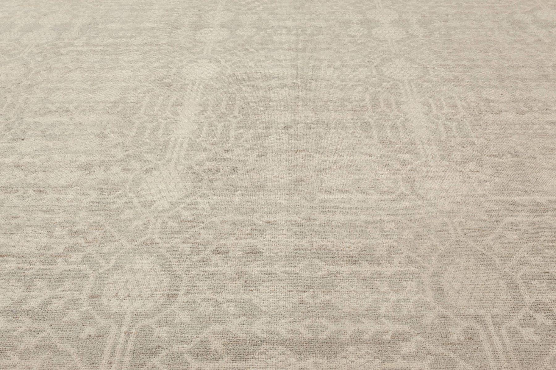 Hand-Knotted Contemporary Grey and Beige Samarkand Style Rug by Doris Leslie Blau For Sale