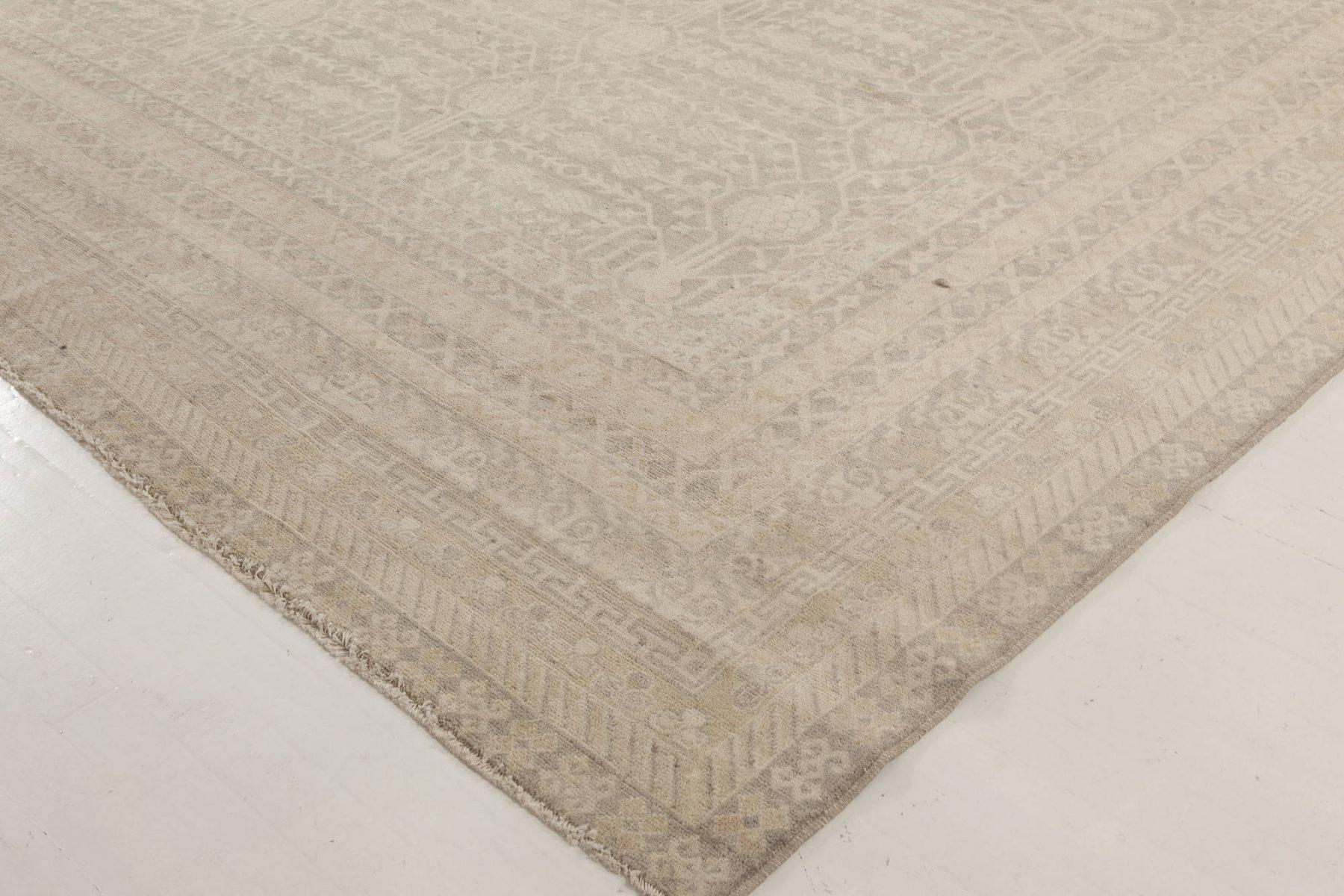 Wool Contemporary Grey and Beige Samarkand Style Rug by Doris Leslie Blau For Sale