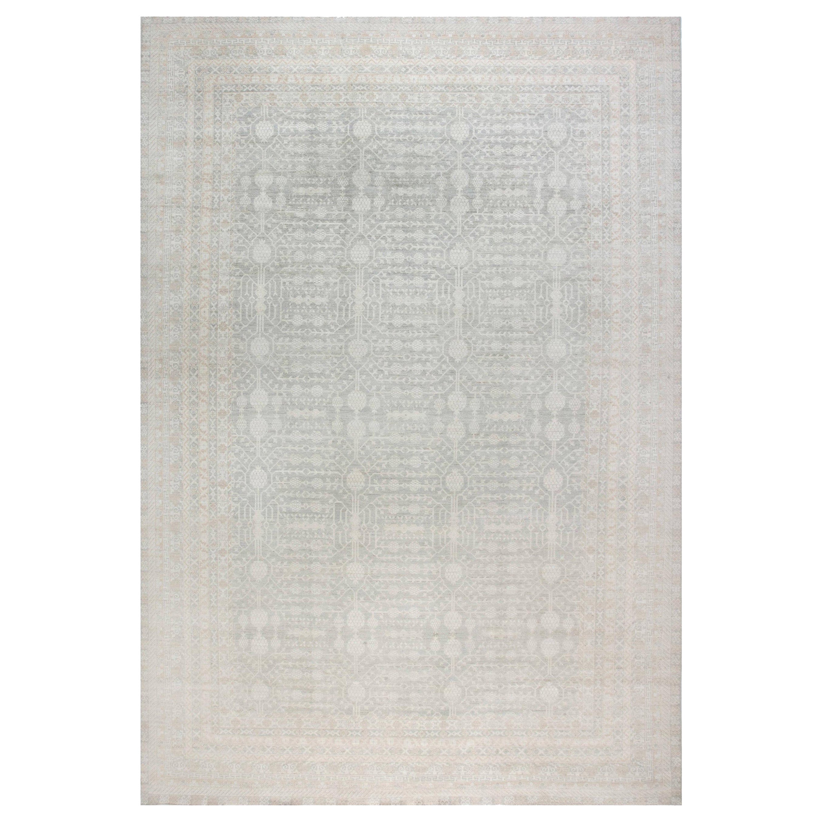Contemporary Grey and Beige Samarkand Style Rug by Doris Leslie Blau For Sale