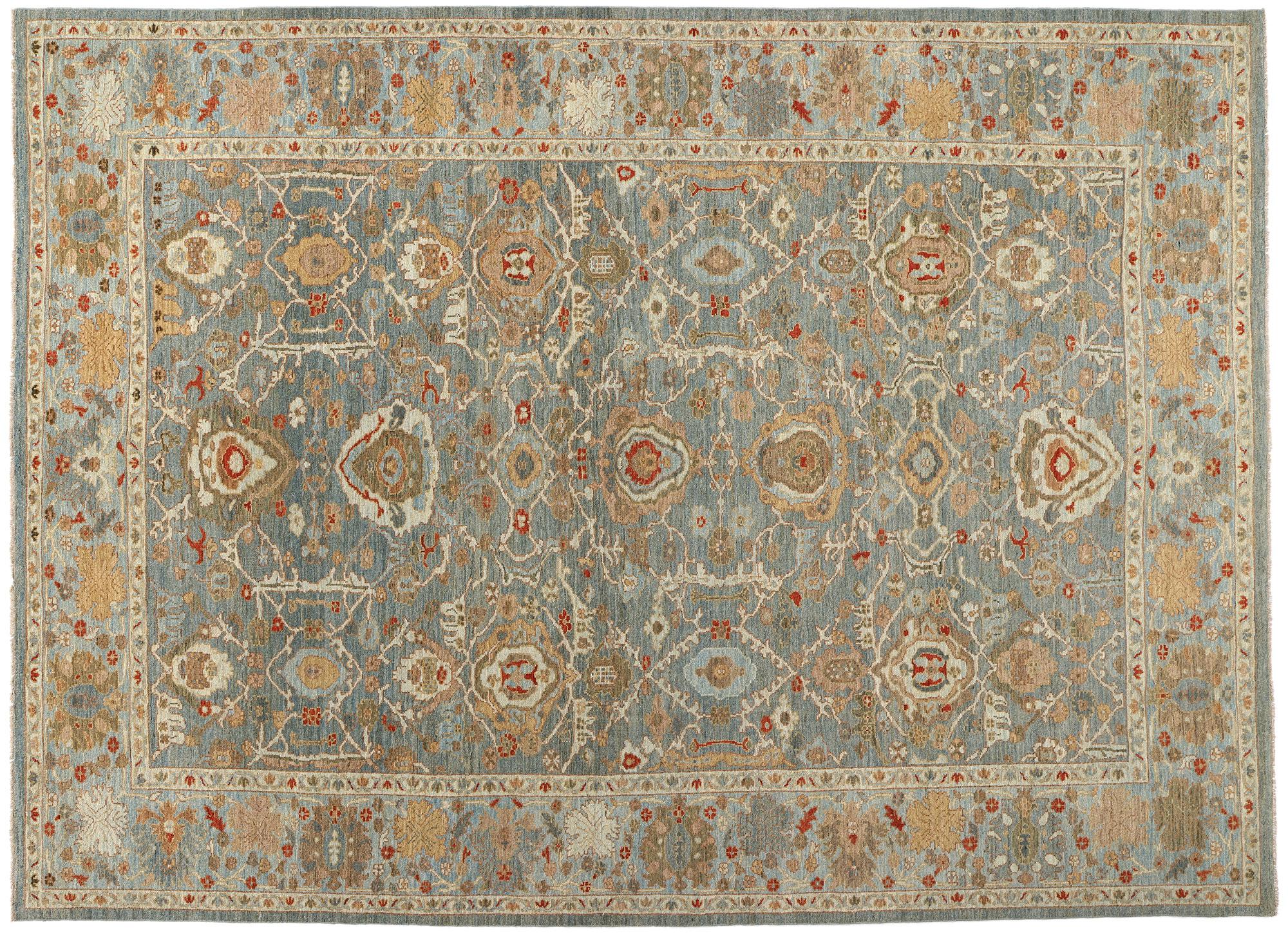 Contemporary Grey and Blue Persian Sultanabad Rug For Sale 4