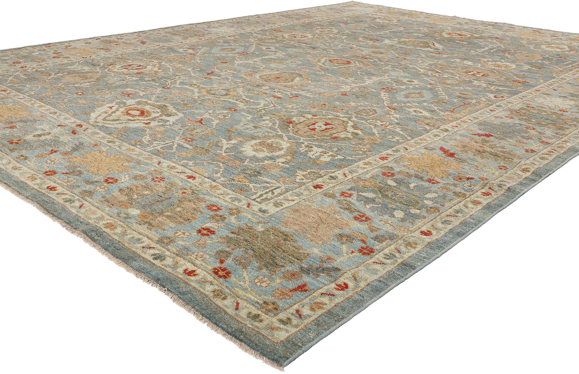 61299 Modern Blue Persian Sultanabad Rug, 10'04 x 14'02. Originating in Iran's Sultanabad region, Persian Sultanabad rugs are renowned for their exceptional craftsmanship, durable materials, and intricate designs. Created with meticulous care by