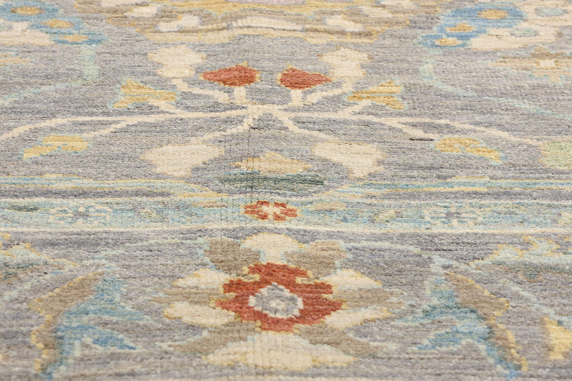 Contemporary Grey and Blue Persian Sultanabad Rug In New Condition For Sale In Dallas, TX