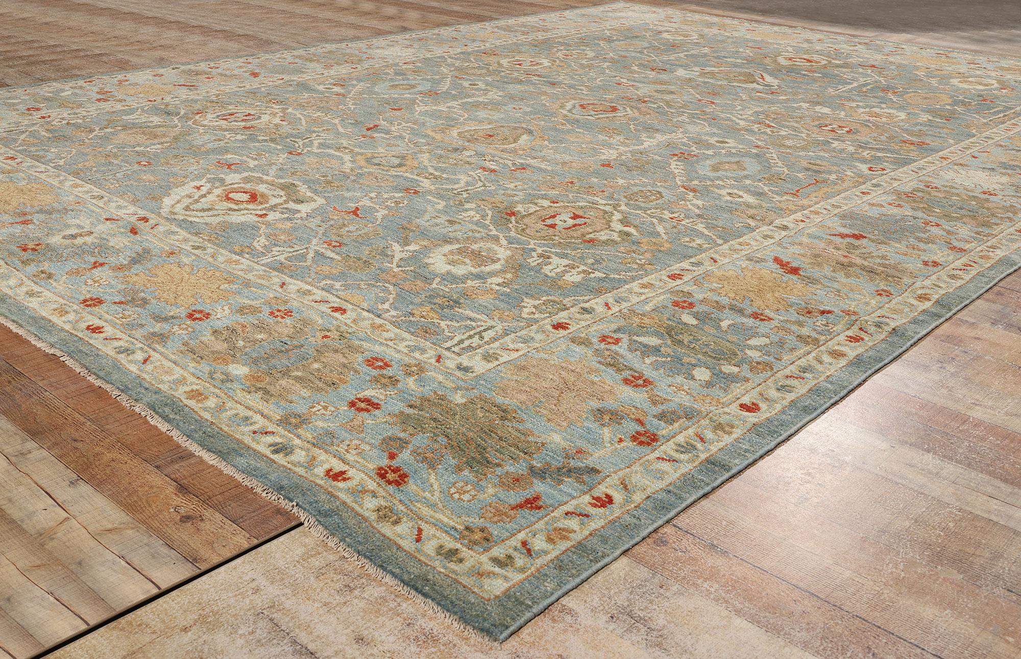 Contemporary Grey and Blue Persian Sultanabad Rug For Sale 1