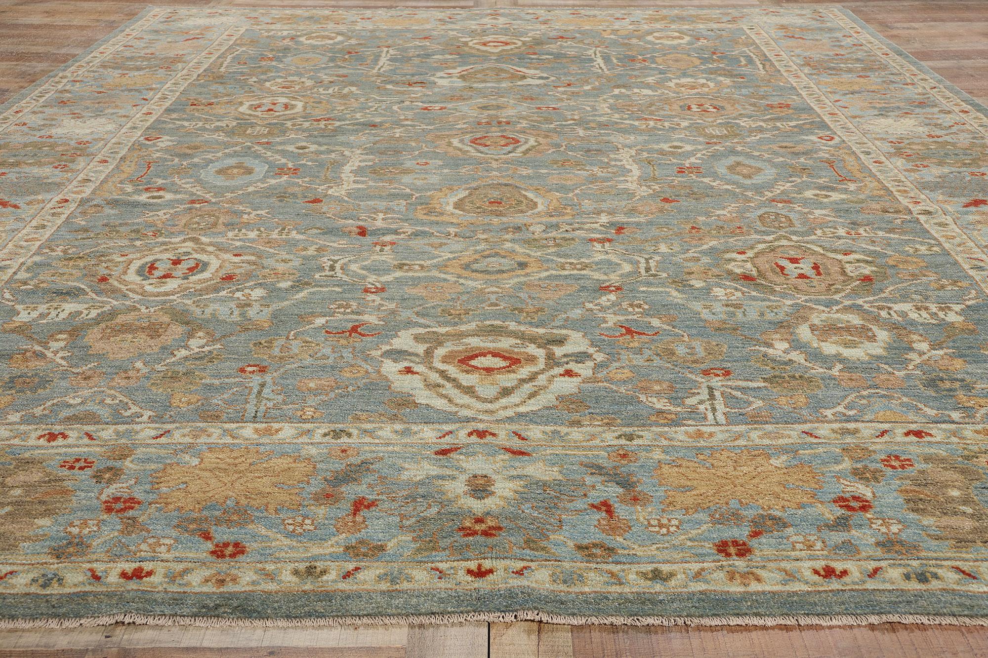 Contemporary Grey and Blue Persian Sultanabad Rug For Sale 2