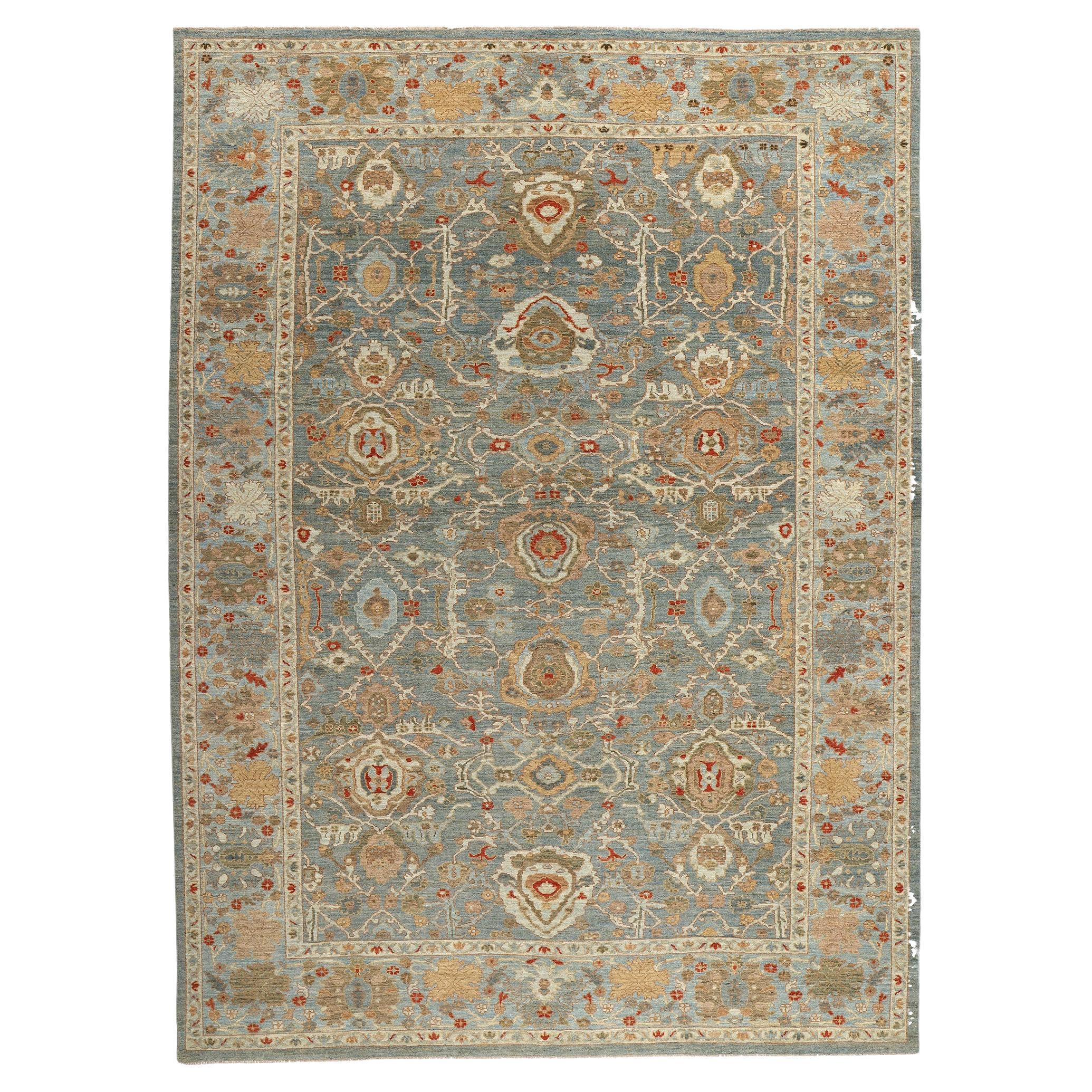 Contemporary Grey and Blue Persian Sultanabad Rug